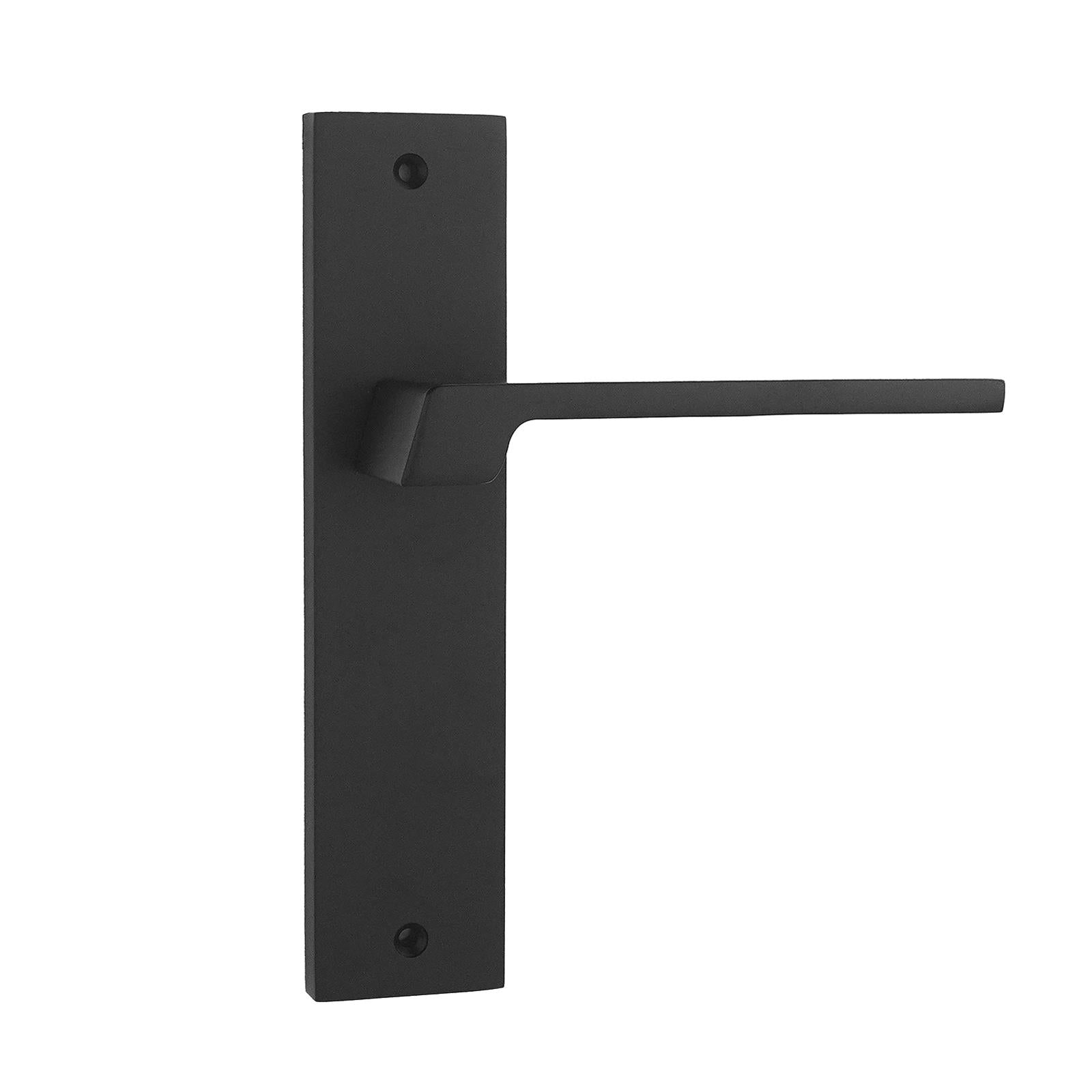 Spectra Matt Black Passage Door Handles on Backplate - Latch Kit Set
