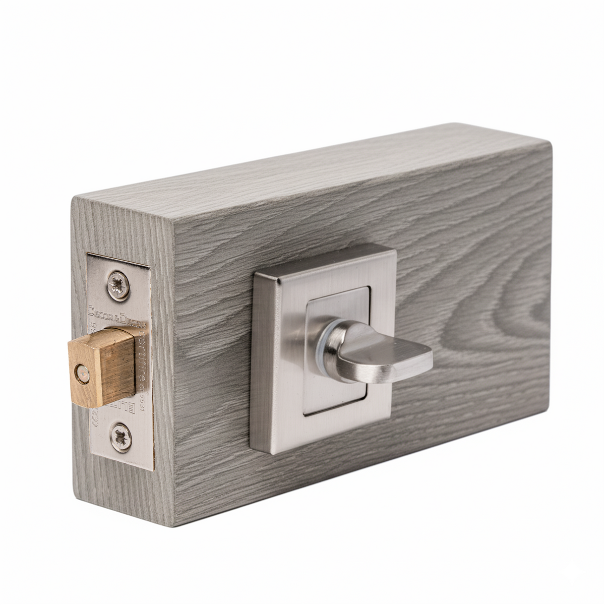 Fire Rated Tubular Mortice Deadbolt and Square Bathroom Turn And Release Thumbturn - Satin Nickel – view 2