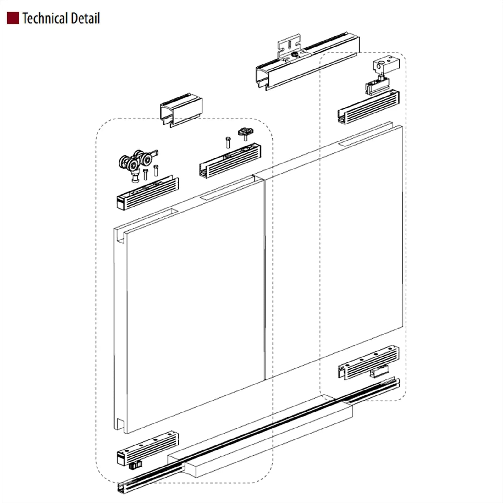 F-Slide Folding Sliding Door Kit - 3 + 0 Door - 3600mm Track - Decor And Decor