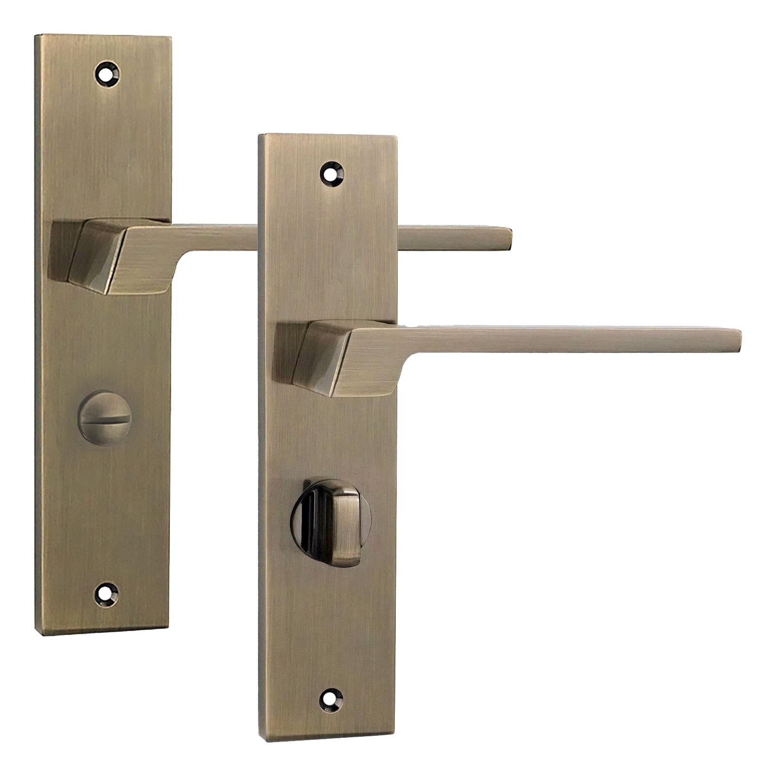 Spectra Door Handle on Backplate - WC - Antique Brass
