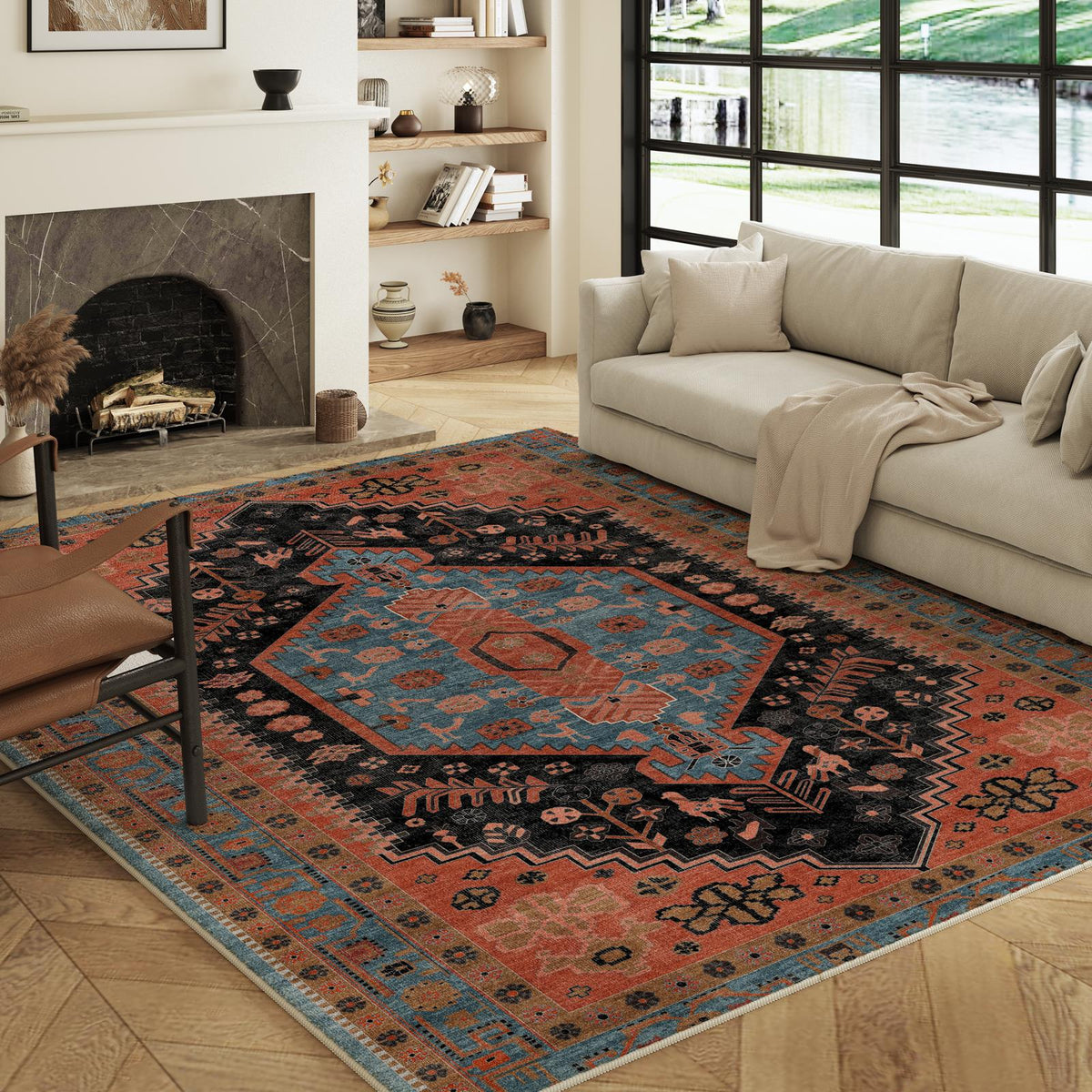 Lunora - Traditional Washable Large Living Room Rug - 160x230cm