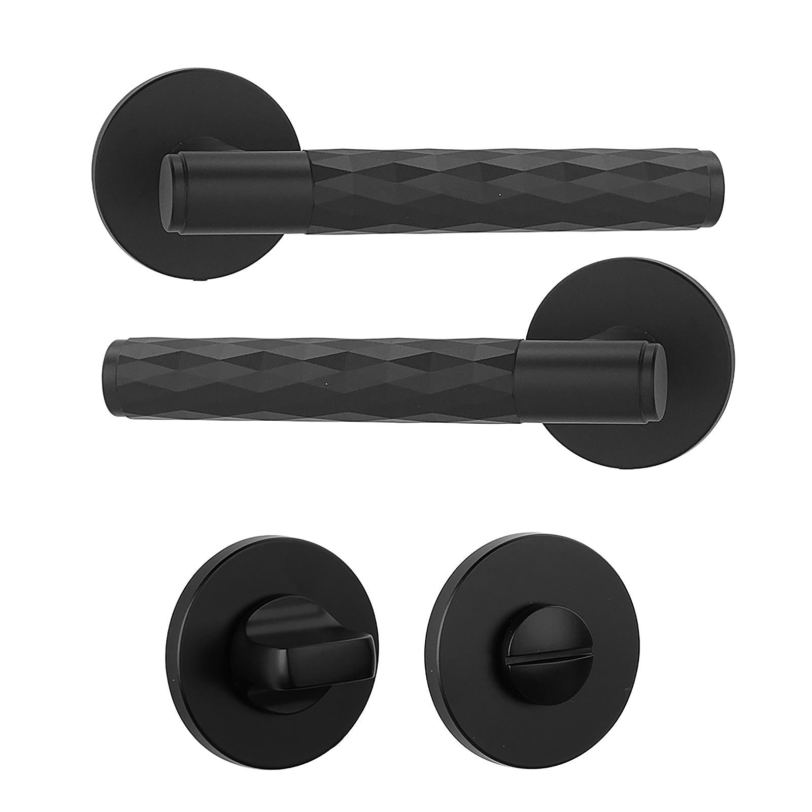 Tore Matt Black Bathroom Door Handles - Bathroom Kit