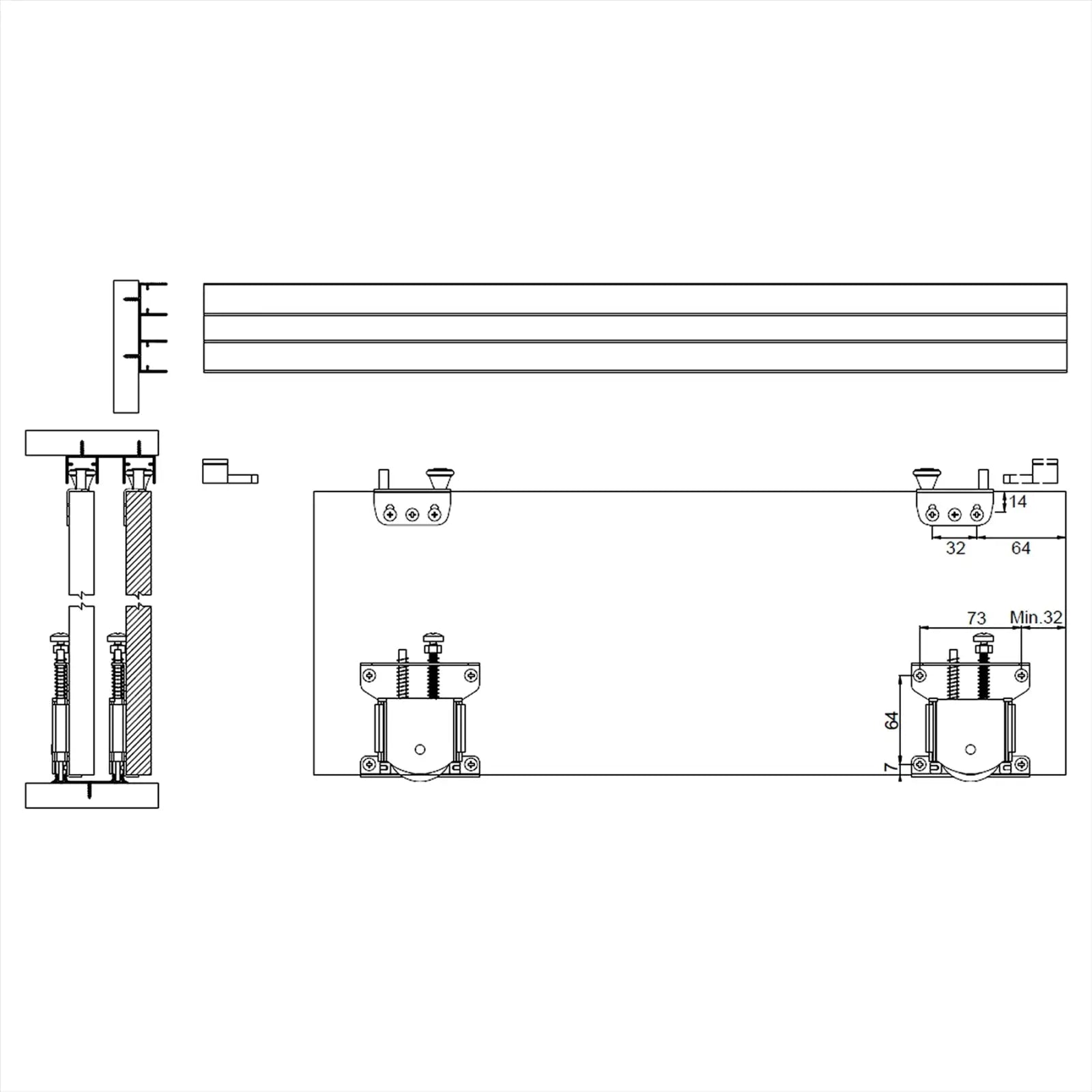 E-Slide Wardrobe Sliding Door Kit - 2 Door - 3000mm Track - Decor And Decor