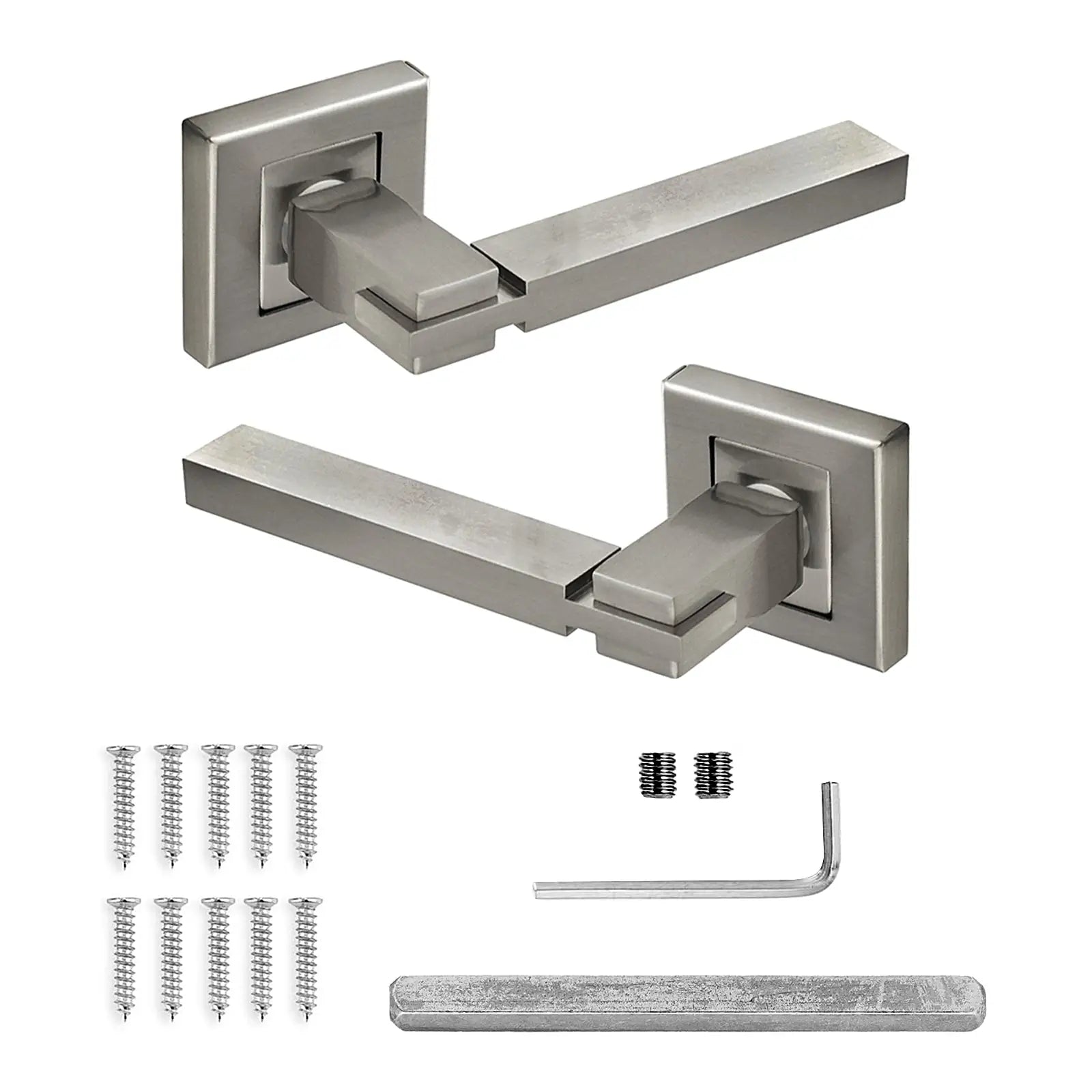 Nexus Satin Nickel Bathroom Door Lever Handles - Bathroom Kit Set - Decor And Decor