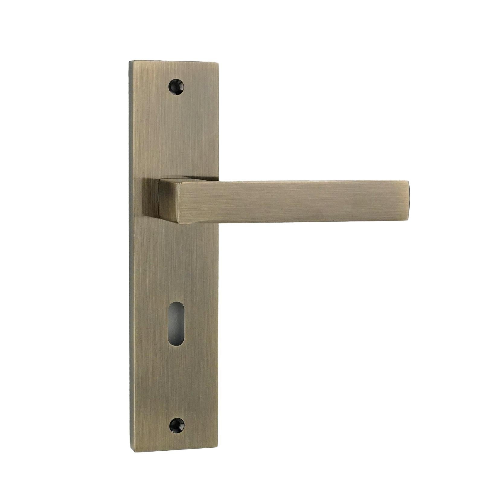 Lumina Antique Brass Privacy Door Handles on Backplate with Keys - Sash Lock Kit Set