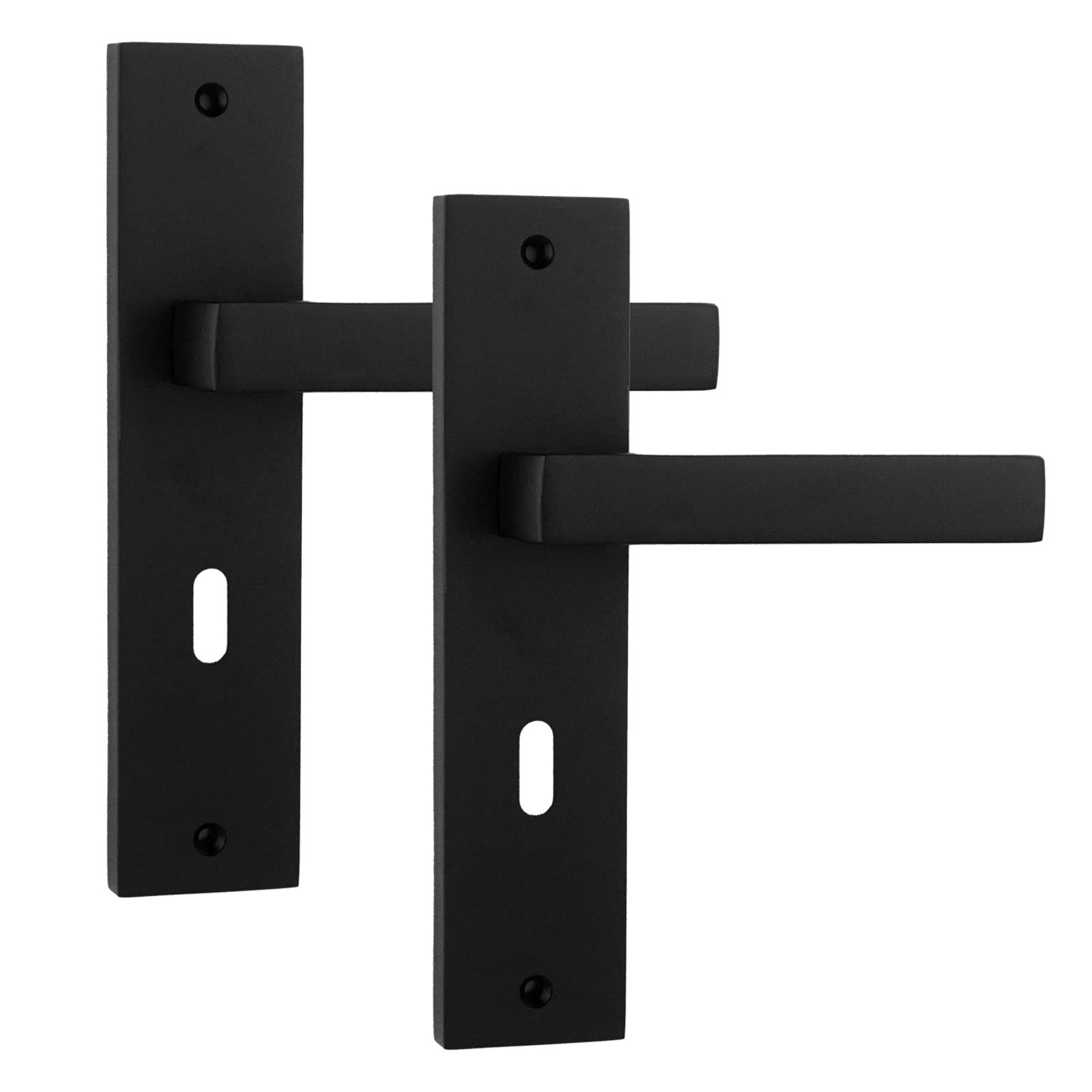 Lumina Door Handle on Backplate - Key Hole - Matt Black