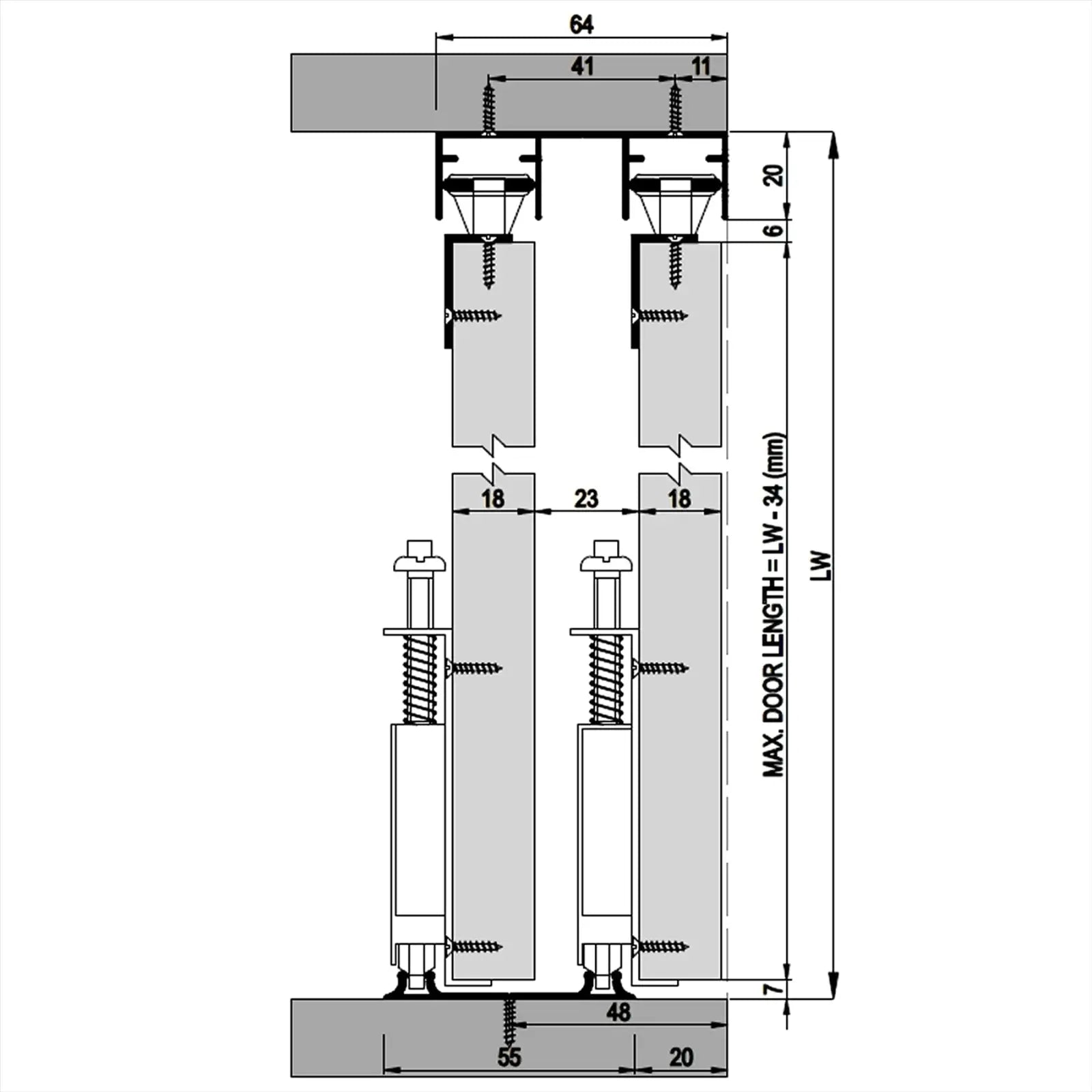 E-Slide Wardrobe Sliding Door Kit - 4 Door - 3600mm Track - Decor And Decor