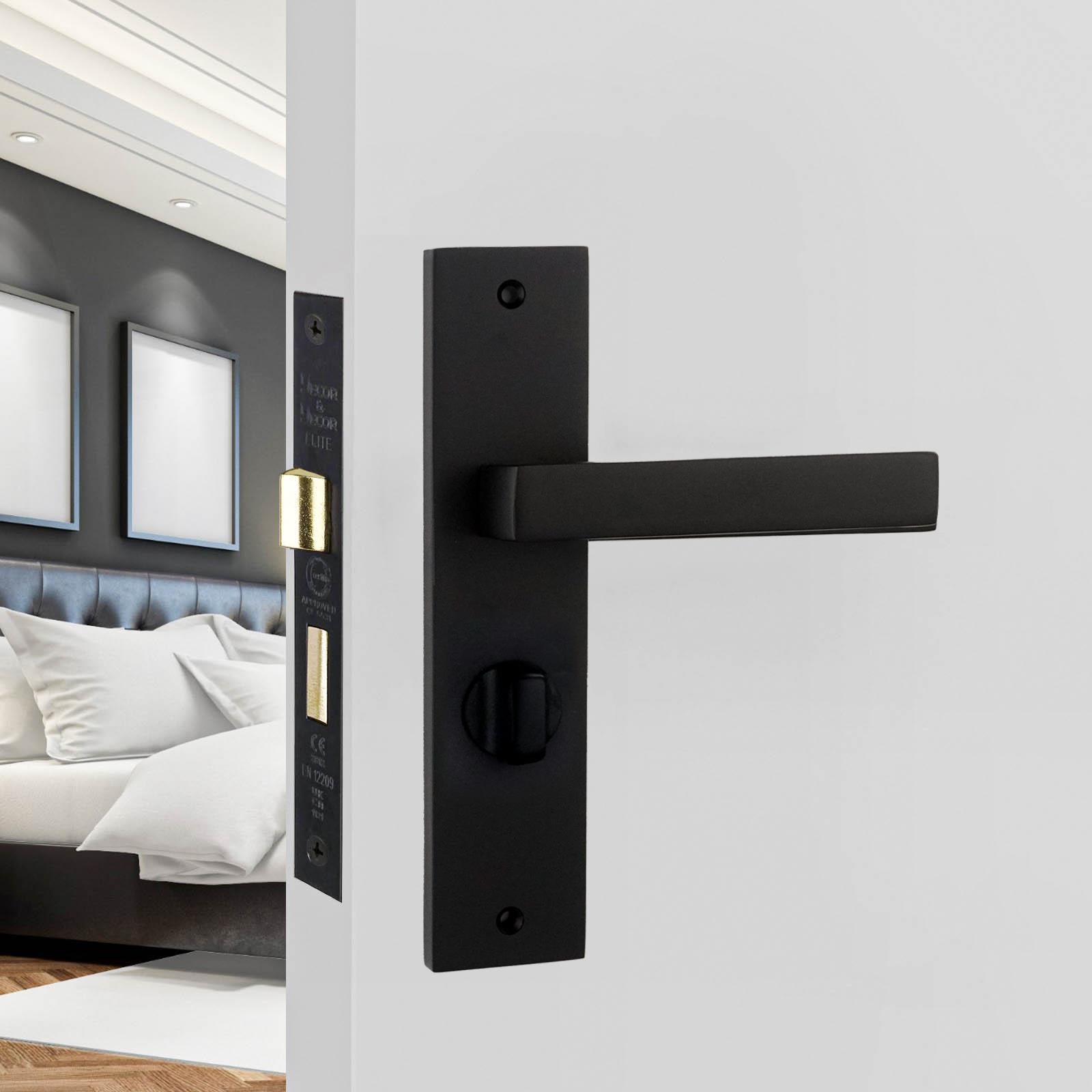 Lumina Door Handle on Backplate - WC - Matt Black