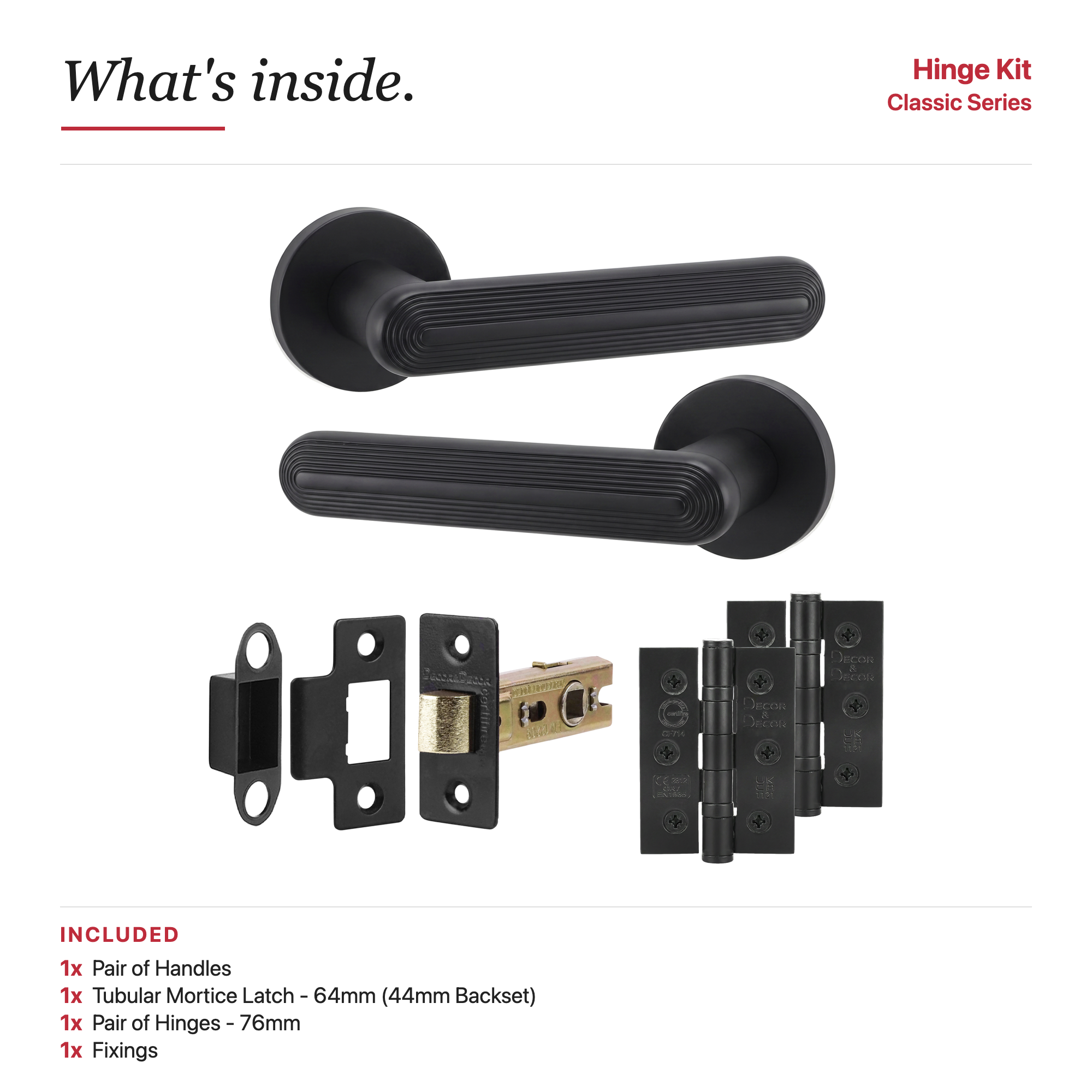 Marin Matt Black Passage Door Lever Handles - Latch and Hinge Set - Decor And Decor