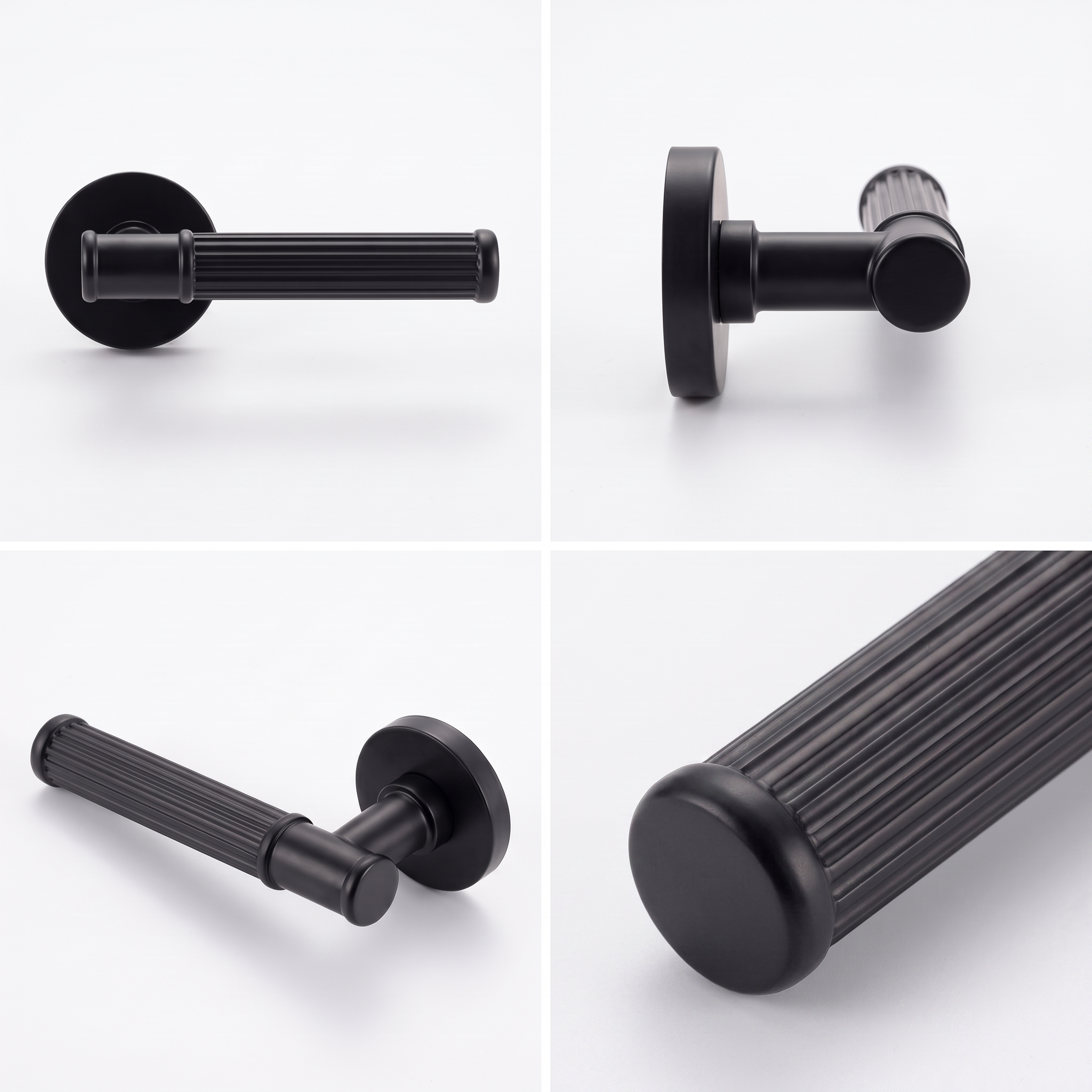 Leto Matt Black Passage Door Lever Handles - Latch and Hinge Set - Decor And Decor
