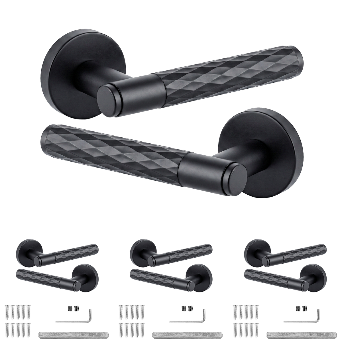 Tore Matt Black Door Lever Handles - Pack of 4 Pairs