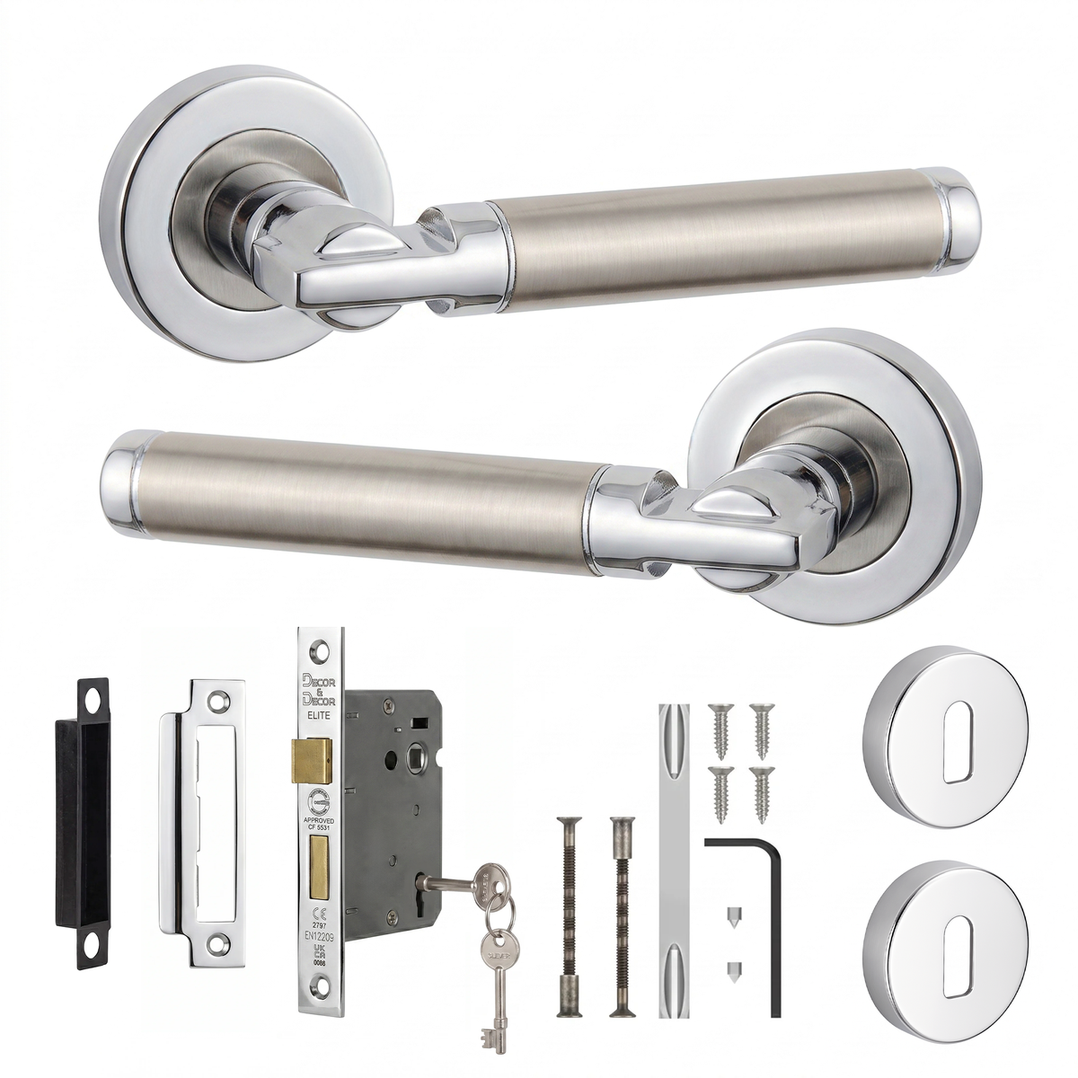 Enigma Duo Finish Privacy Door Lever Handles - Sash Lock Kit 76mm