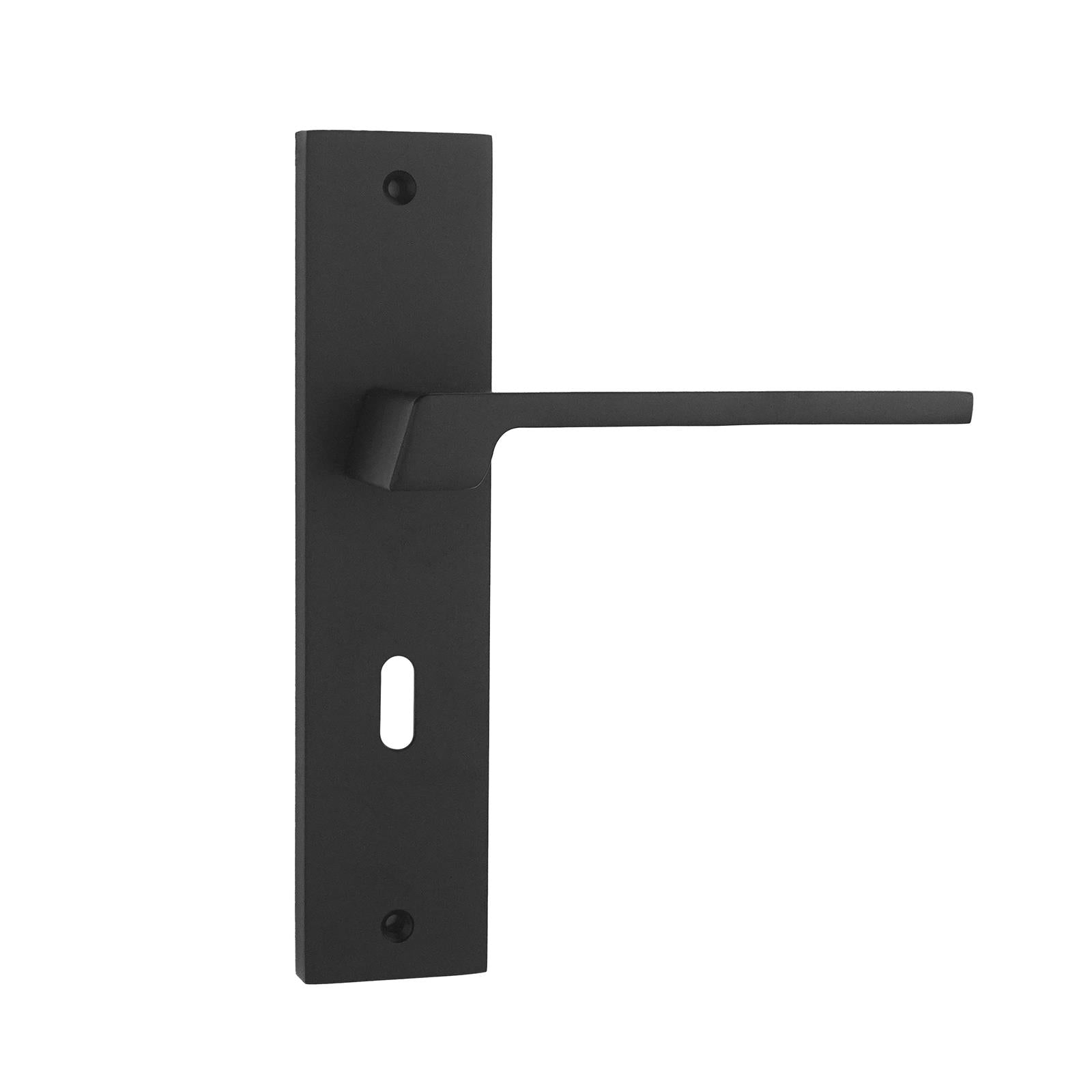 Spectra Door Handle on Backplate - Key Hole - Matt Black