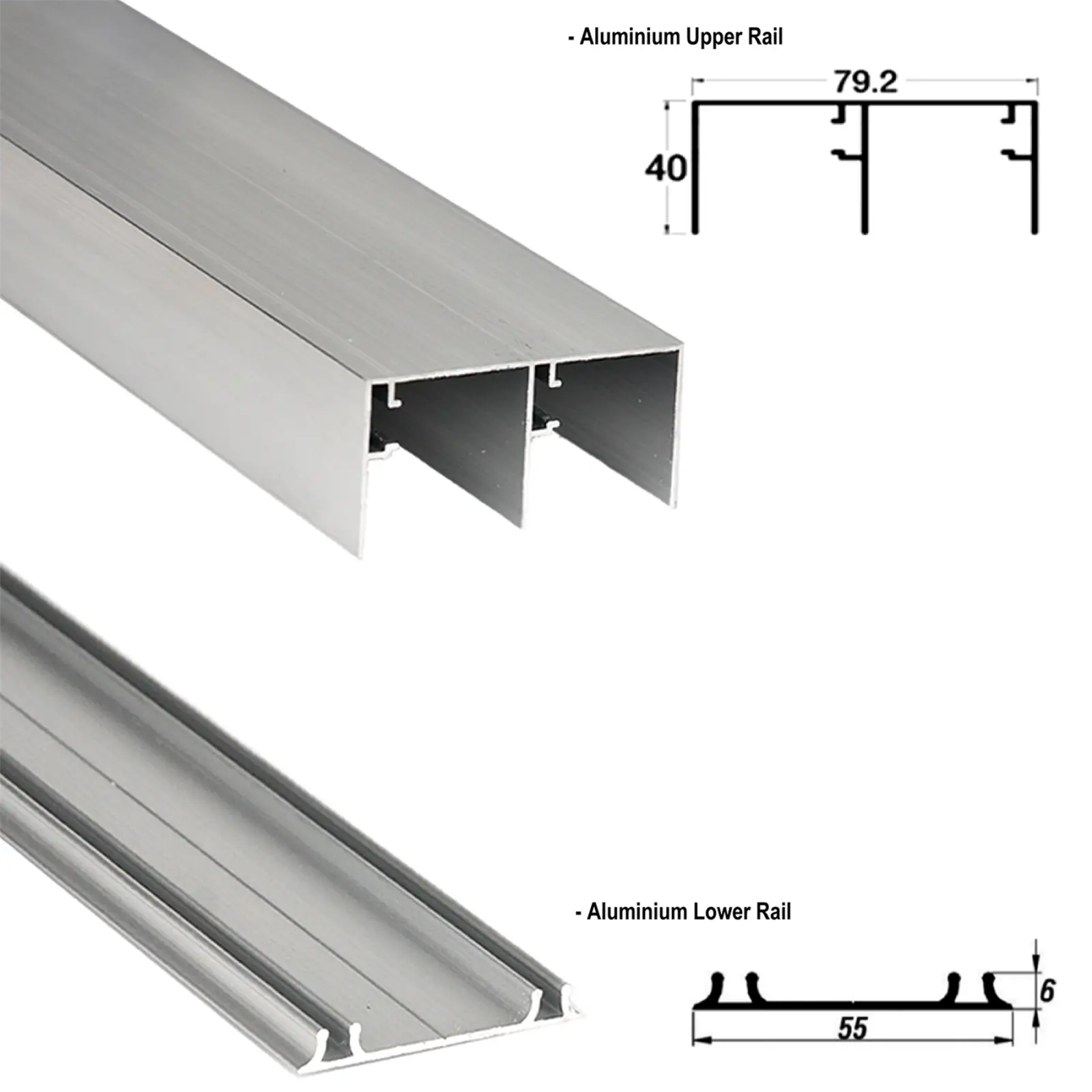 PS-Slide Sliding Door Wardrobe System - 2 Door - 1200mm Track - Both Way Soft Close - Decor And Decor