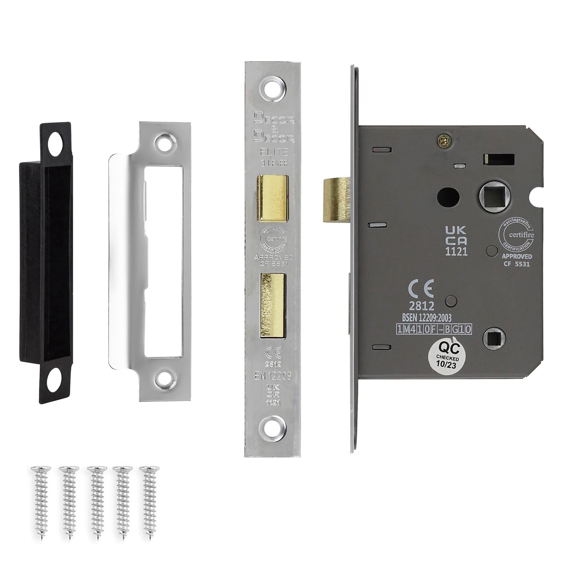 Fire Rated Bathroom Mortice Lock - 76mm - Polished Chrome - Bathroom Mortice Locks | Decoranddecor