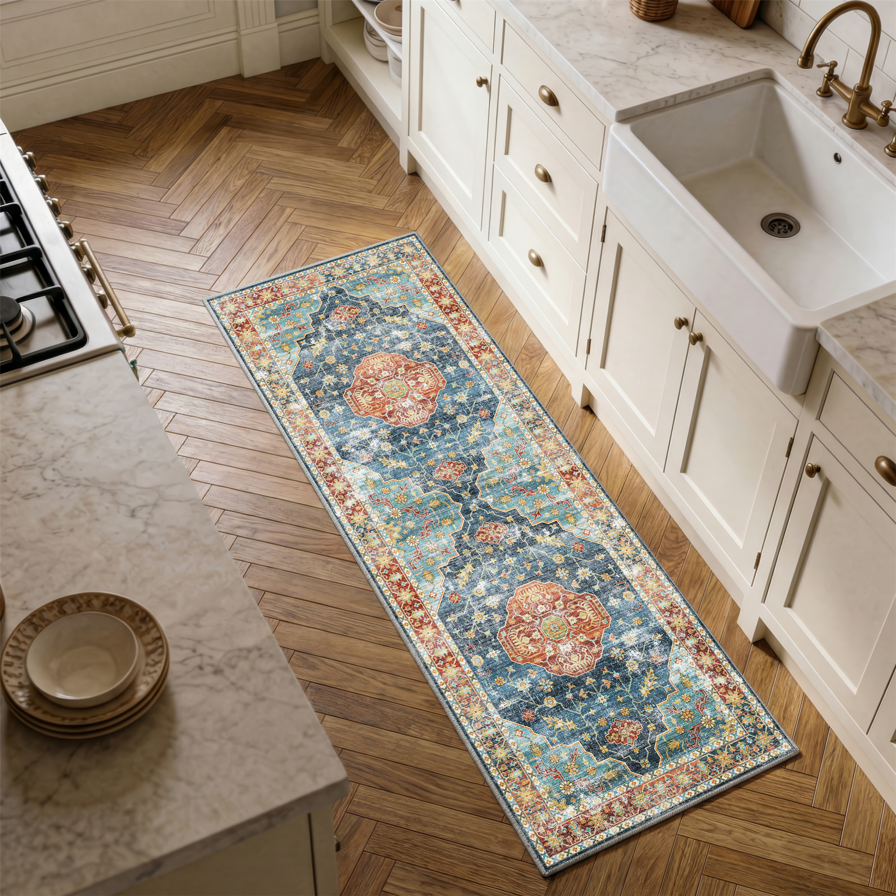 Avenza - Traditional Washable Small Runner Rug - 60x180cm