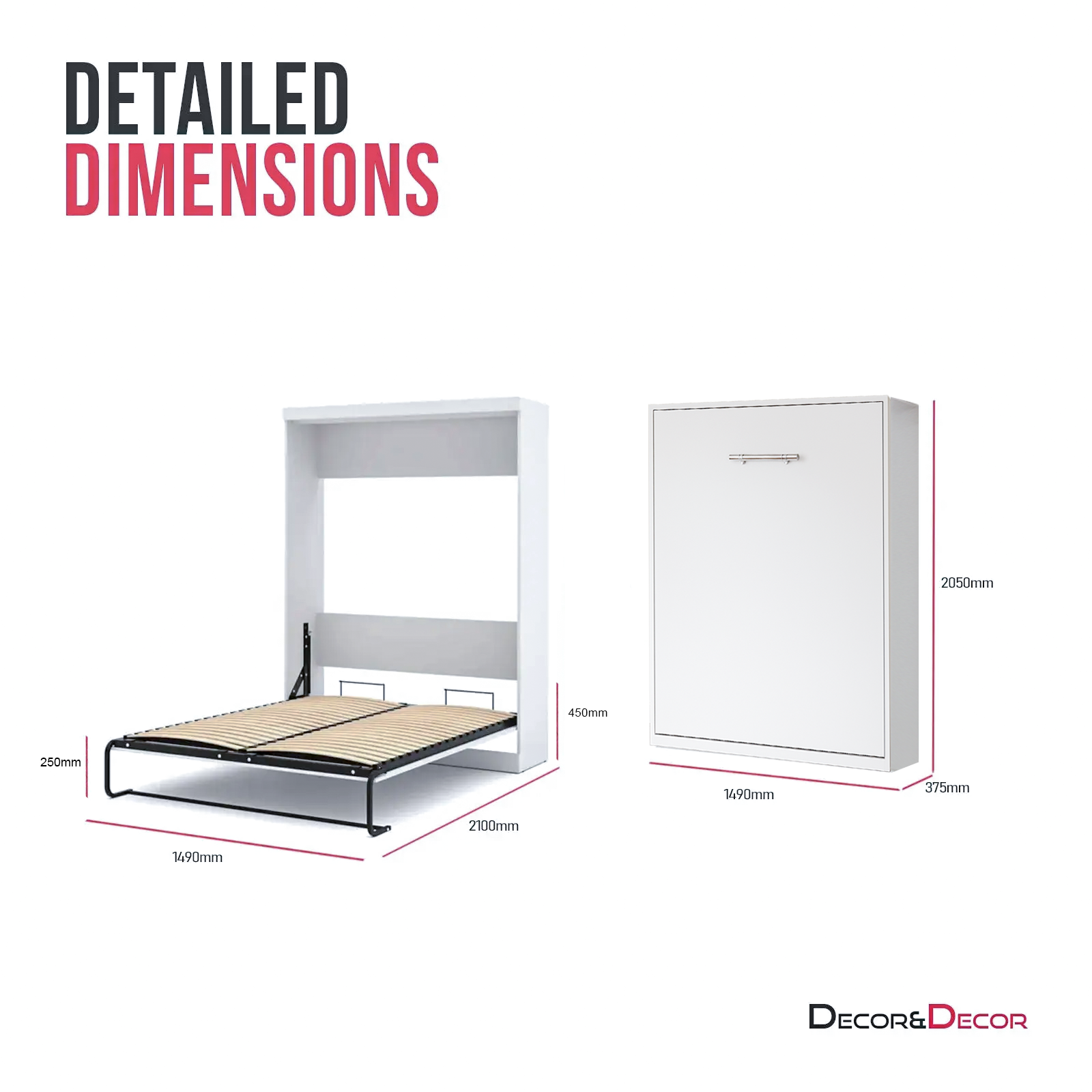 Vertical Pull Down Double Wall Bed