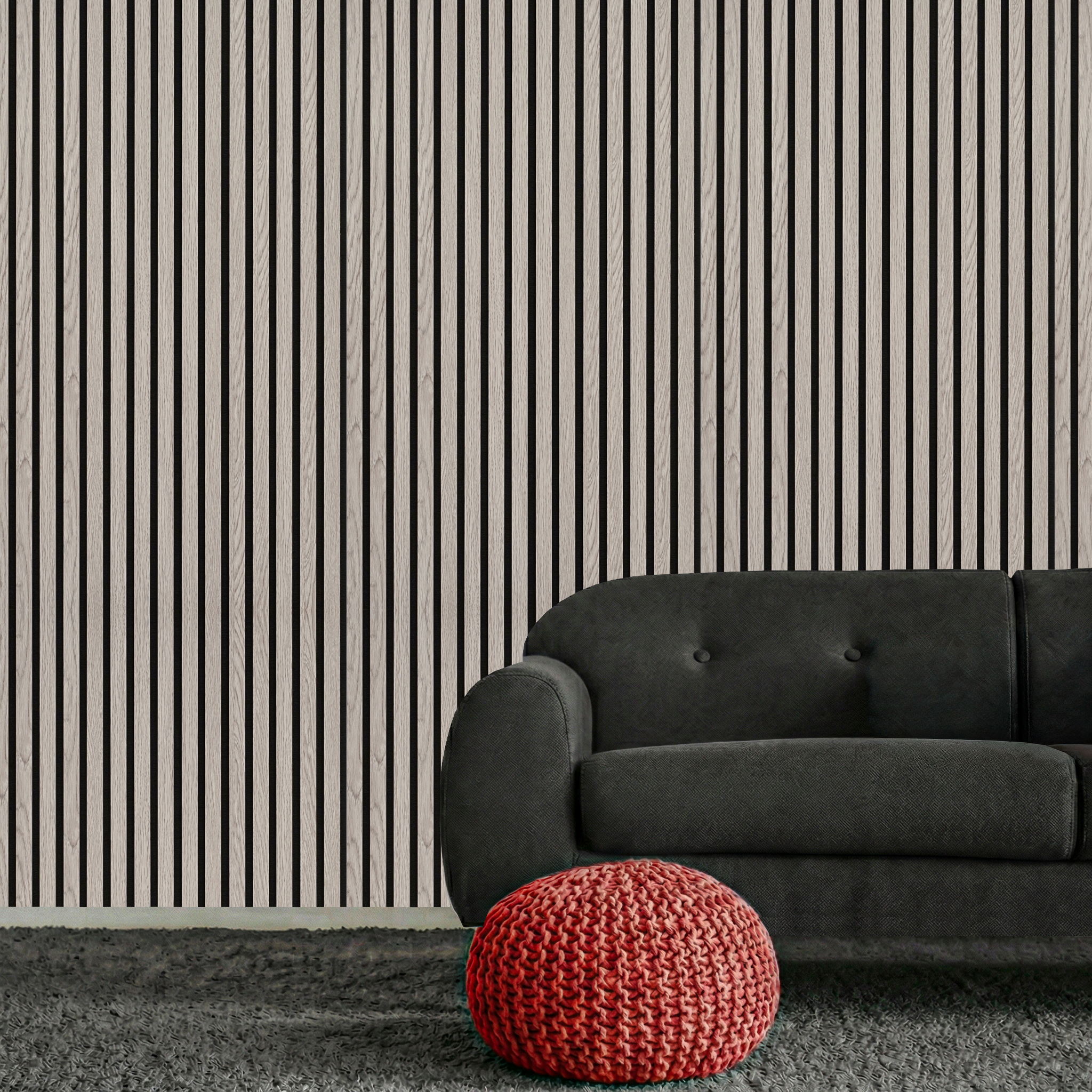 Acoustic Slat Wood Wall Panel - Grey Oak - 2400 - Acoustic Panels | Decoranddecor