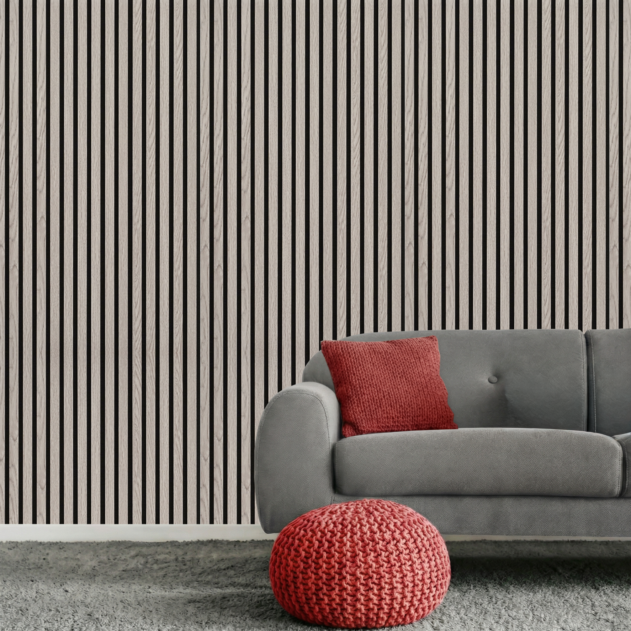 Acoustic Slat Wood Wall Panel - Grey Oak - 2400 - Acoustic Panels | Decoranddecor