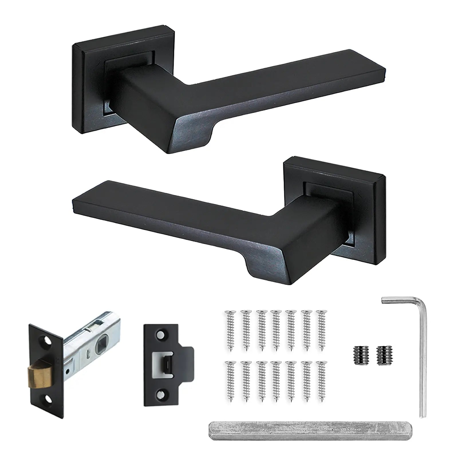 Spectra Matt Black Passage Door Lever Handles - Latch Kit Set - Decor And Decor