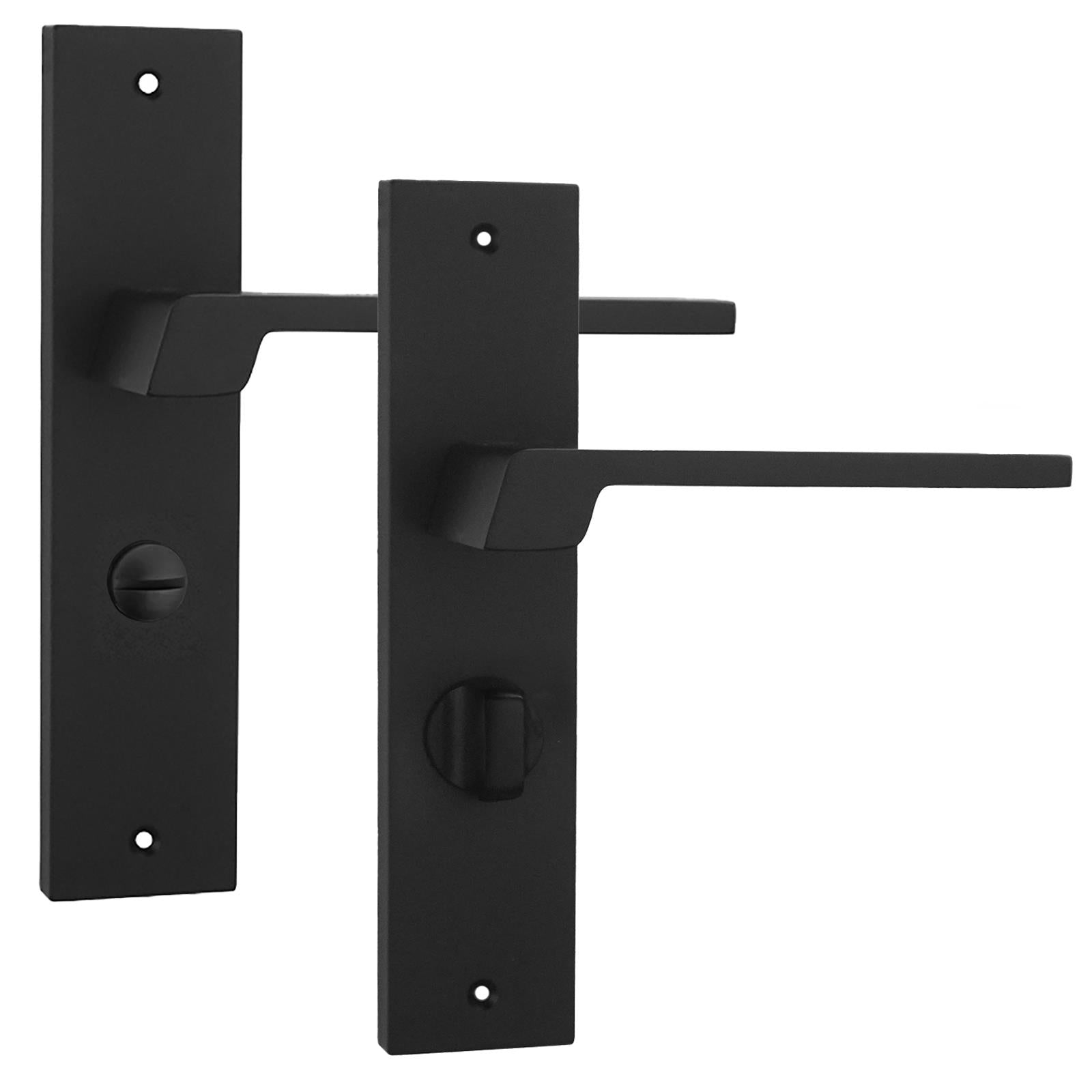 Spectra Door Handle on Backplate - WC - Matt Black