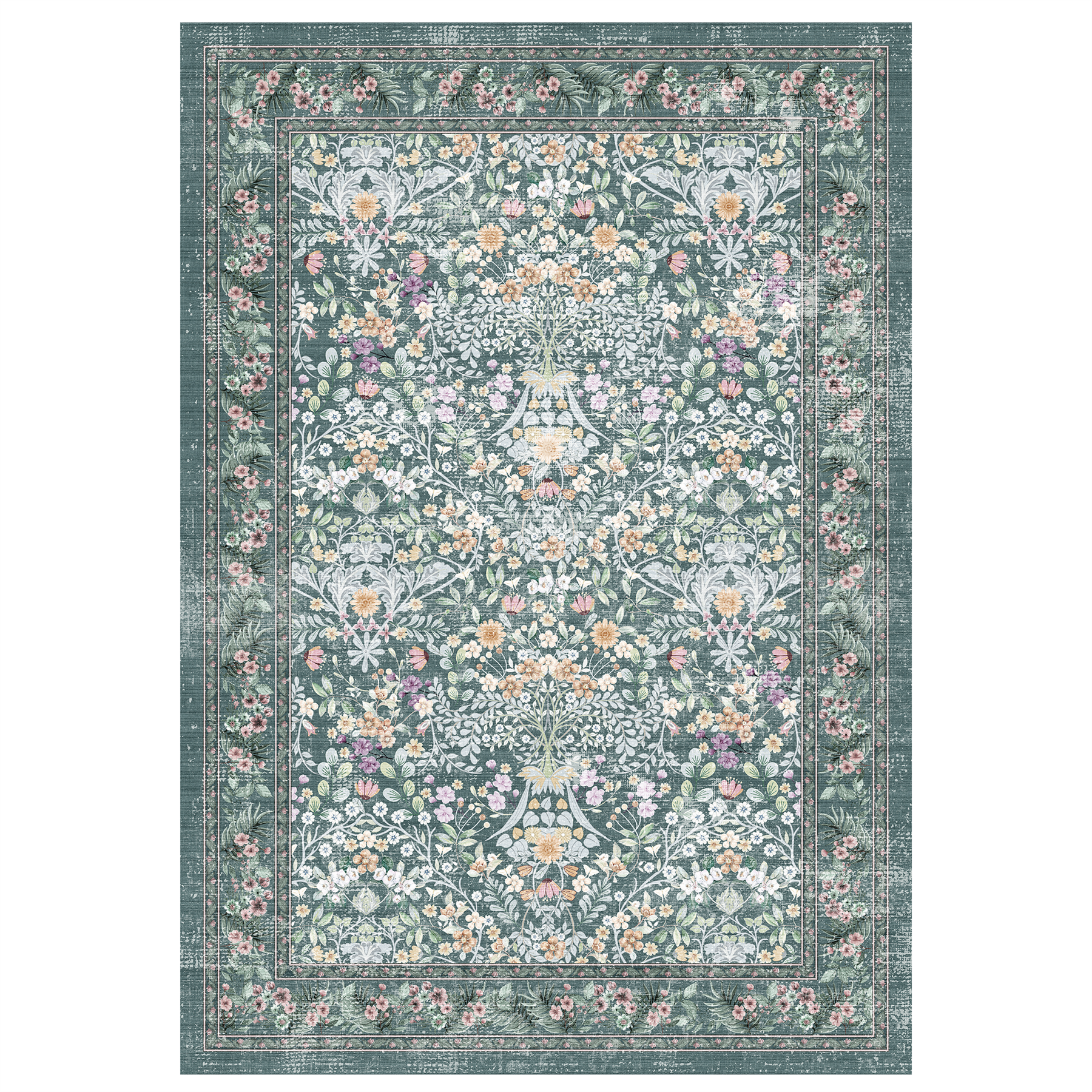 Zafira - Floral Washable Extra Large Area Rug - 200x290cm