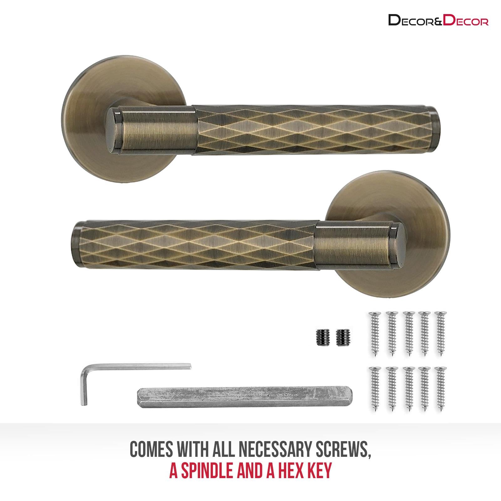 Tore Antique Brass Passage Door Handles - Latch Kit Set