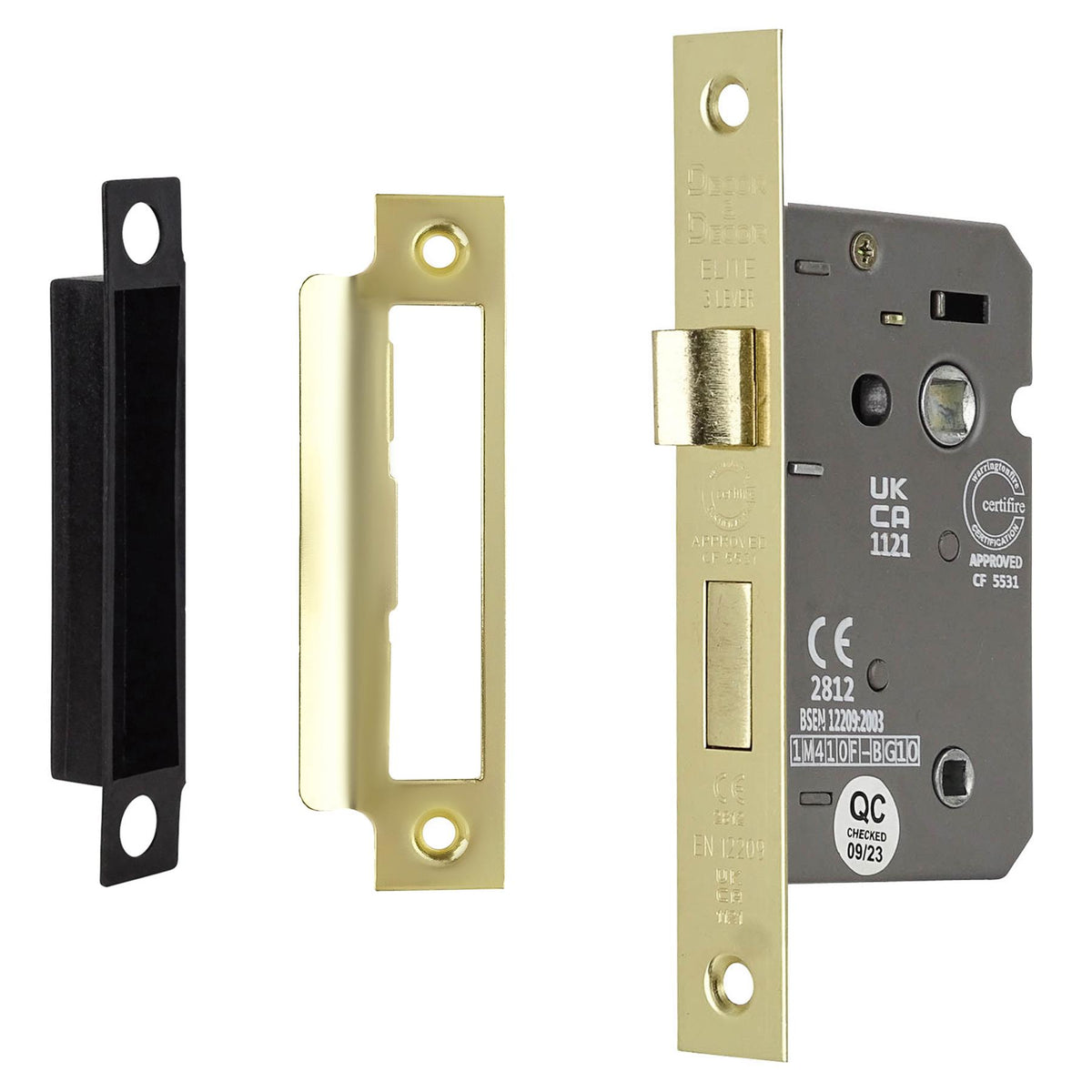 Fire Rated Bathroom Mortice Lock - 64mm - Electro Brass – view 7
