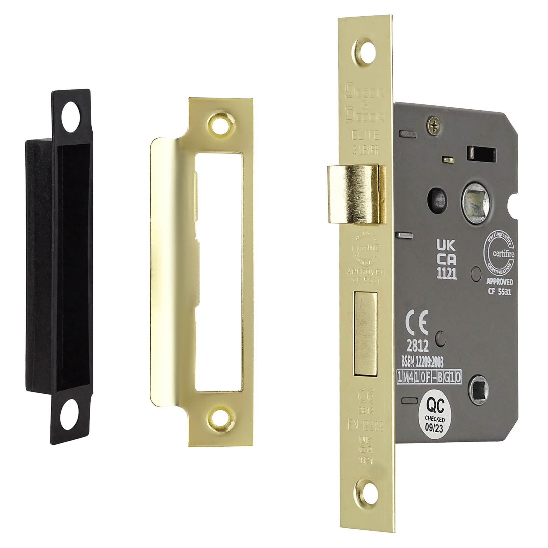 Fire Rated Bathroom Mortice Lock - 64mm - Electro Brass - Bathroom Mortice Locks | Decoranddecor