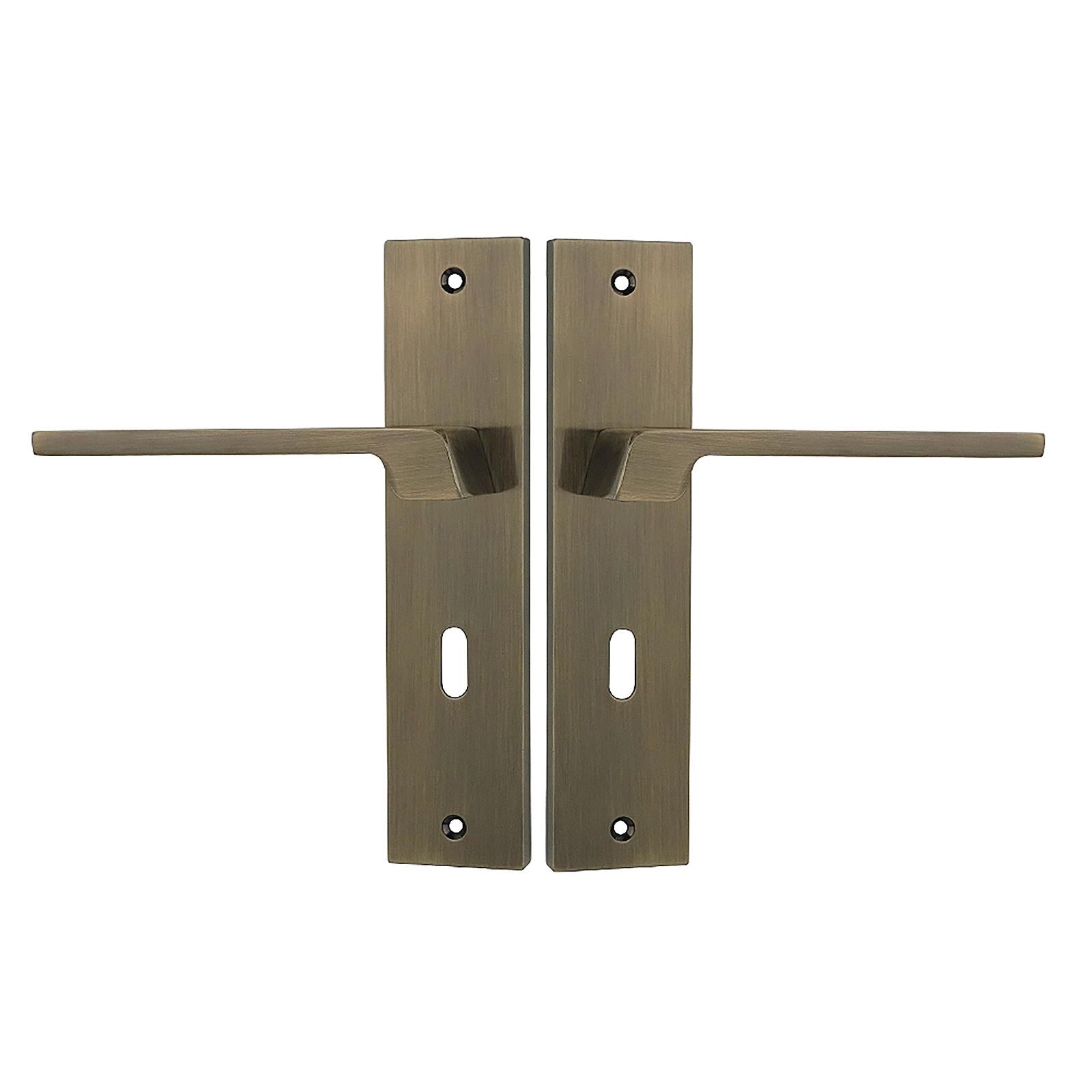 Spectra Door Handle on Backplate - Key Hole - Antique Brass