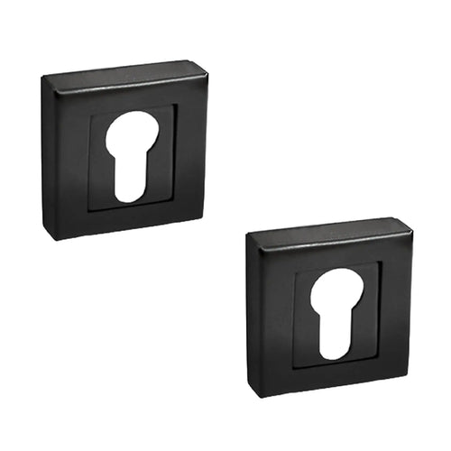 Square Euro Cylinder Keyhole Cover Escutcheon - Matt Black - Decor And Decor