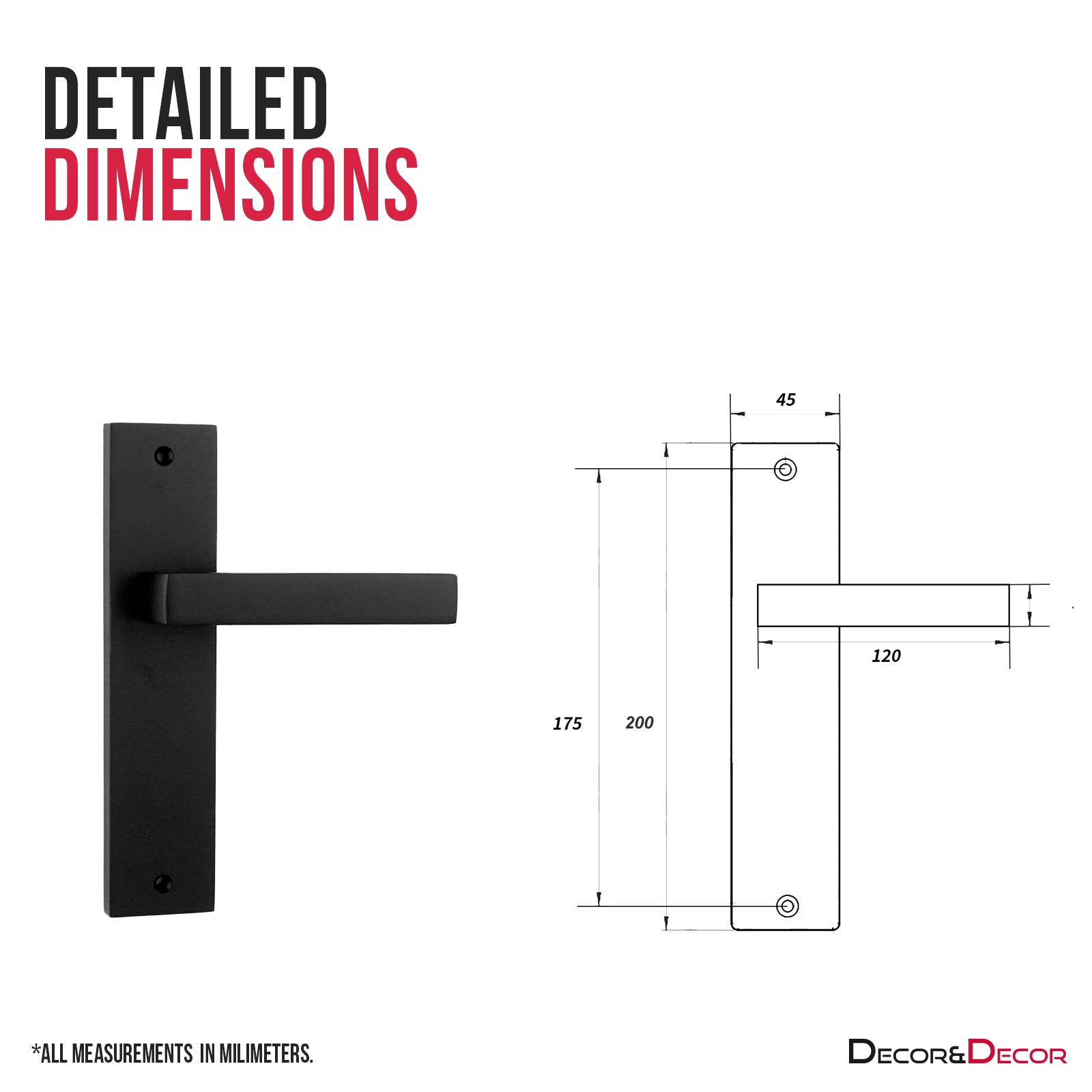 Lumina Matt Black Passage Door Handles on Backplate - Latch and Hinge Set