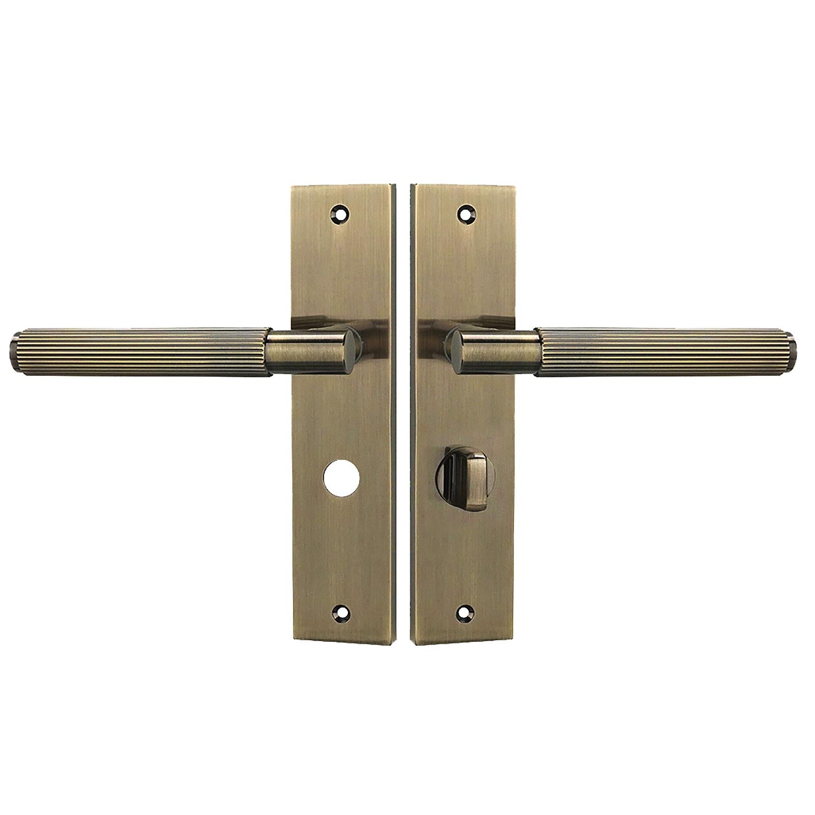 Hera Door Handle on Backplate - WC - Antique Brass