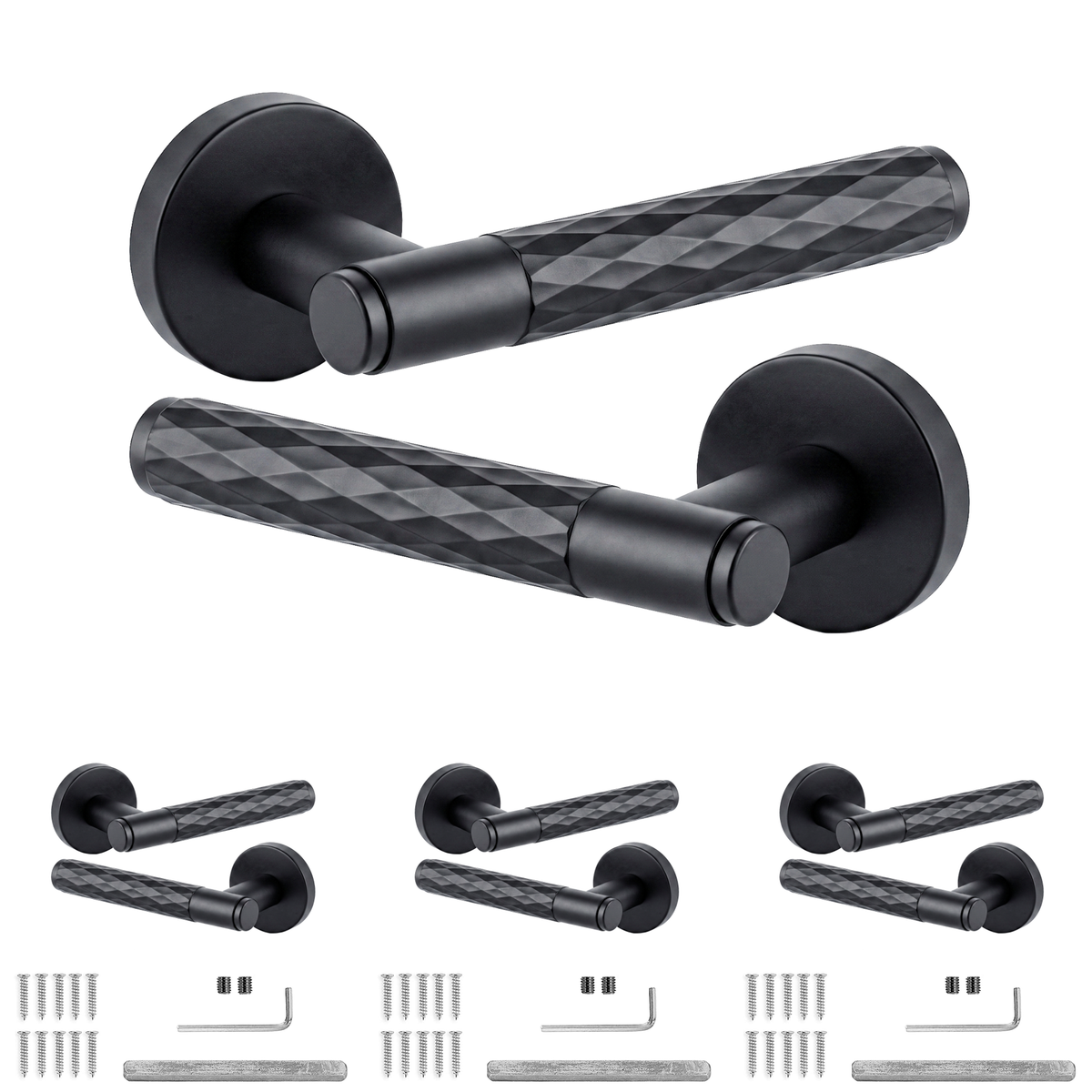 Tore Matt Black Door Lever Handles - Pack of 4 Pairs