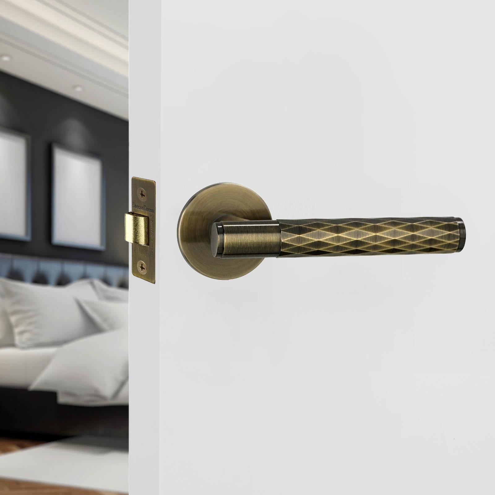 Tore Antique Brass Passage Door Handles - Latch Kit Set