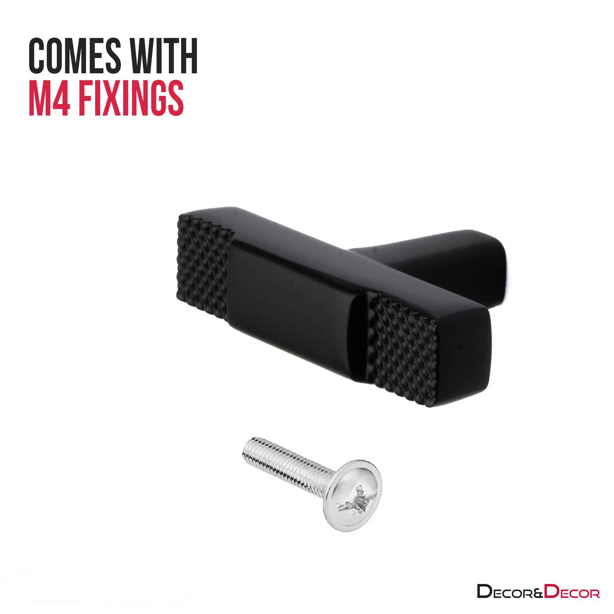 Mara - Knurled T-Bar Kitchen Cabinet Knob - Matt Black – view 2