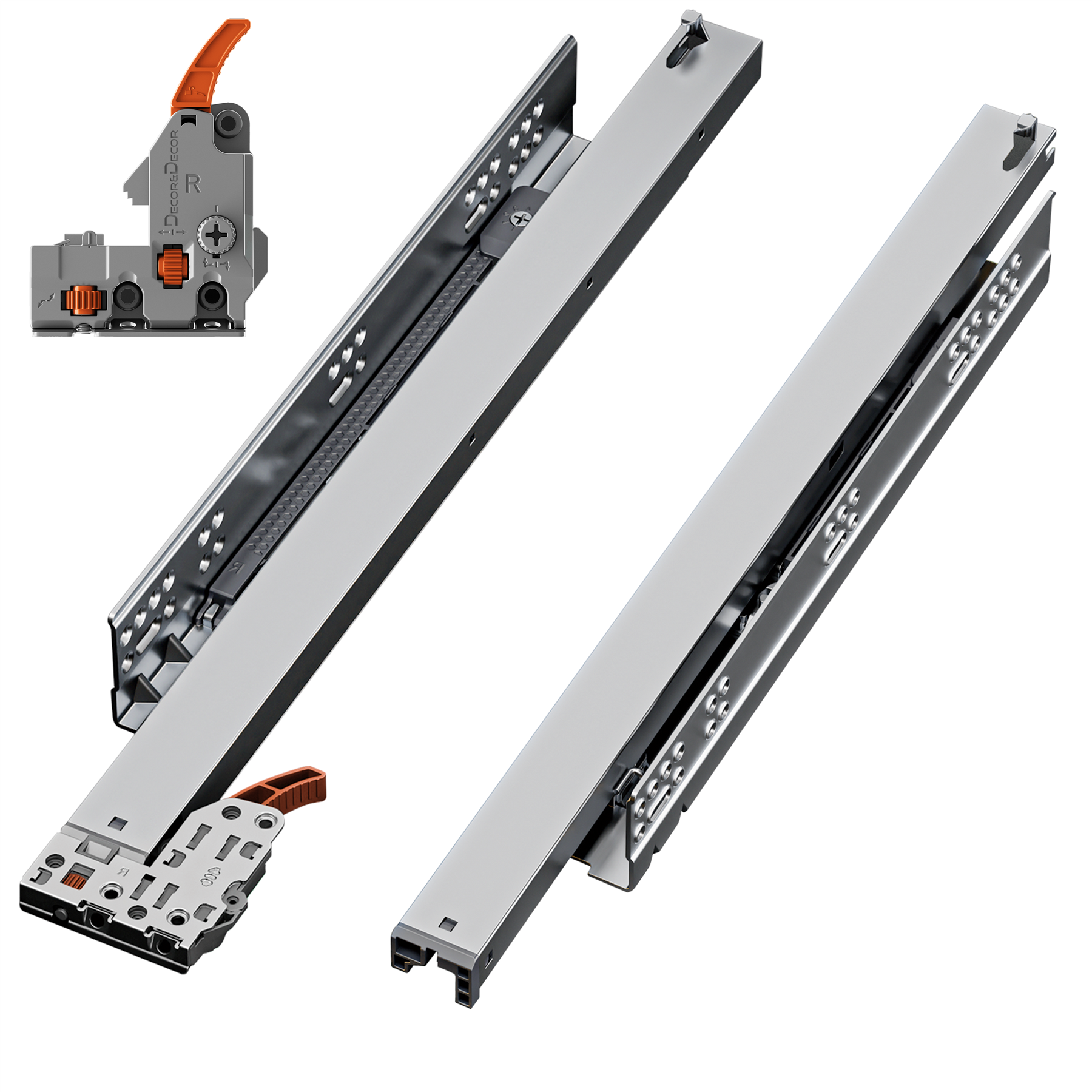 Undermount Drawer Runners 600mm - Push to Open, Full Extension - 590mm Drawer Length - Drawer Runners - View 7 | Decoranddecor