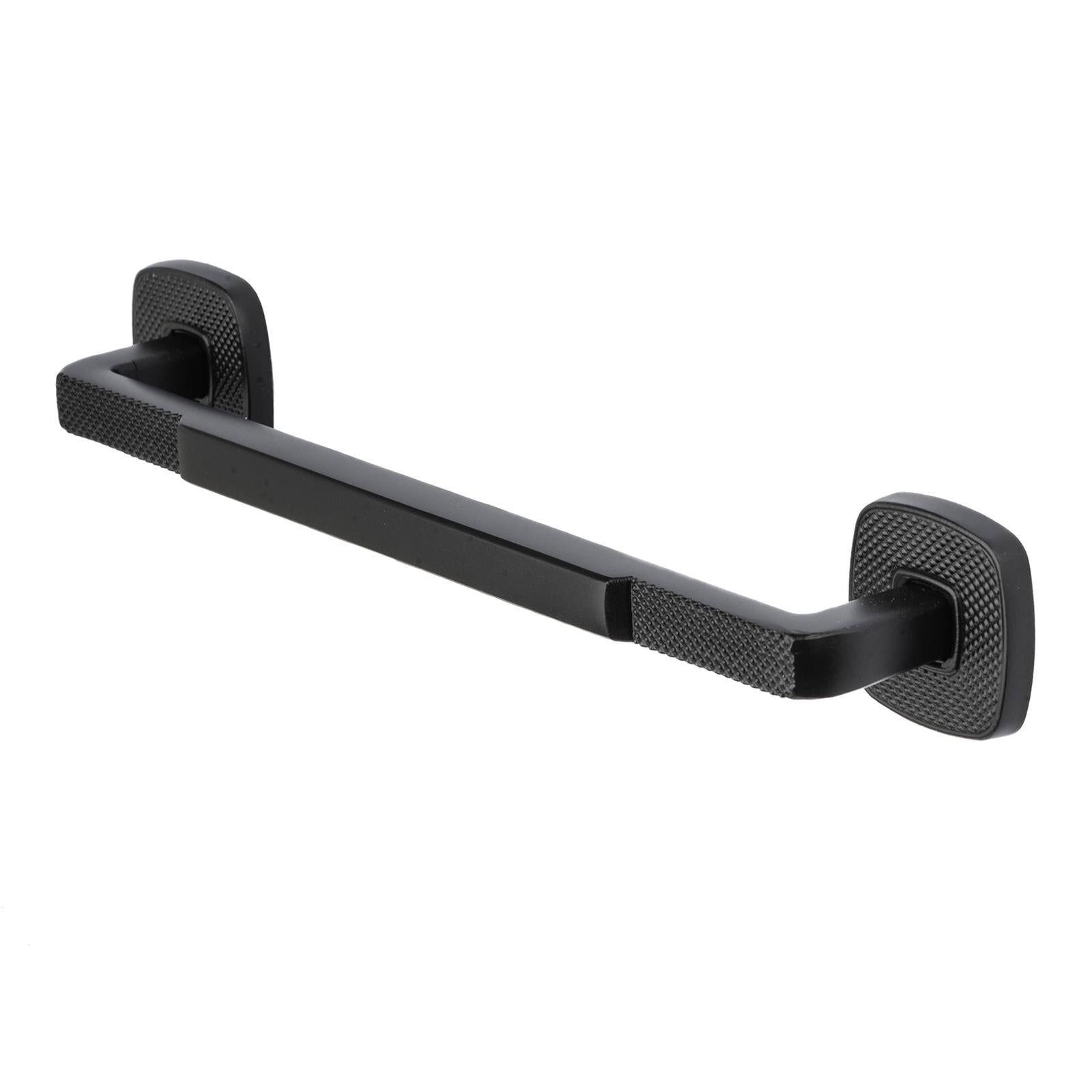 Mara - Knurled Kitchen Cabinet Handle with Backplate - Matt Black