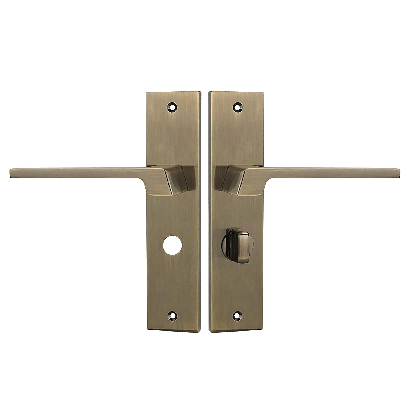 Spectra Door Handle on Backplate - WC - Antique Brass