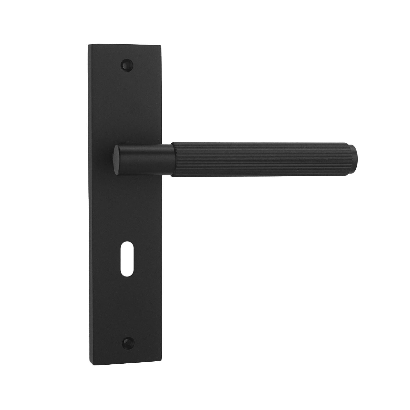 Hera Door Handle on Backplate - Key Hole - Matt Black