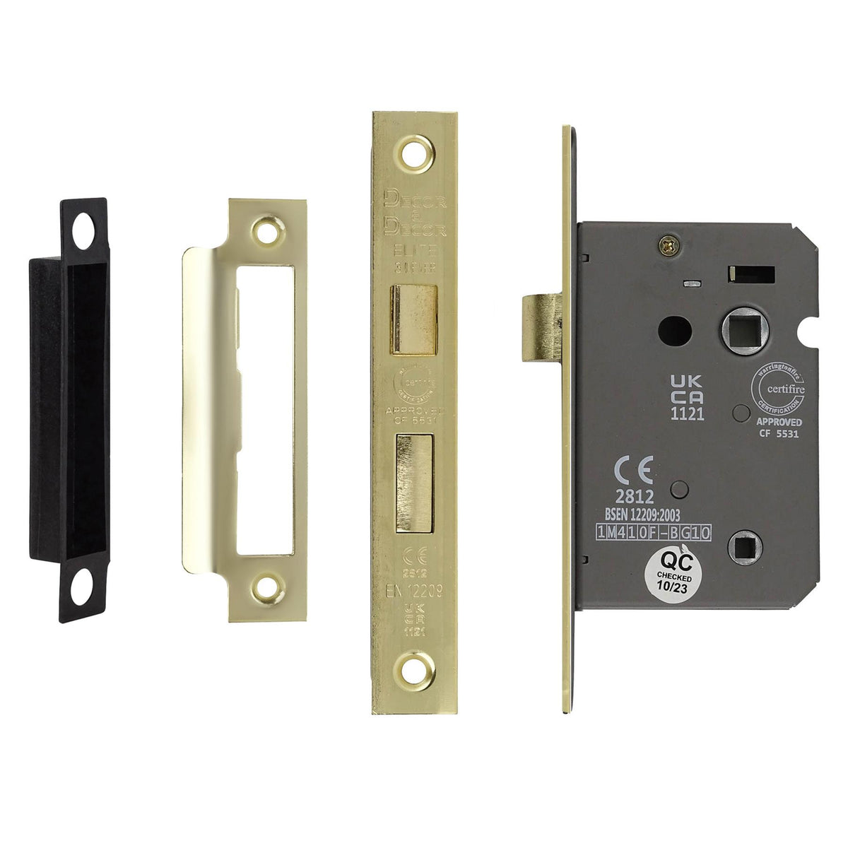 Fire Rated Bathroom Mortice Lock - 64mm - Electro Brass – view 3