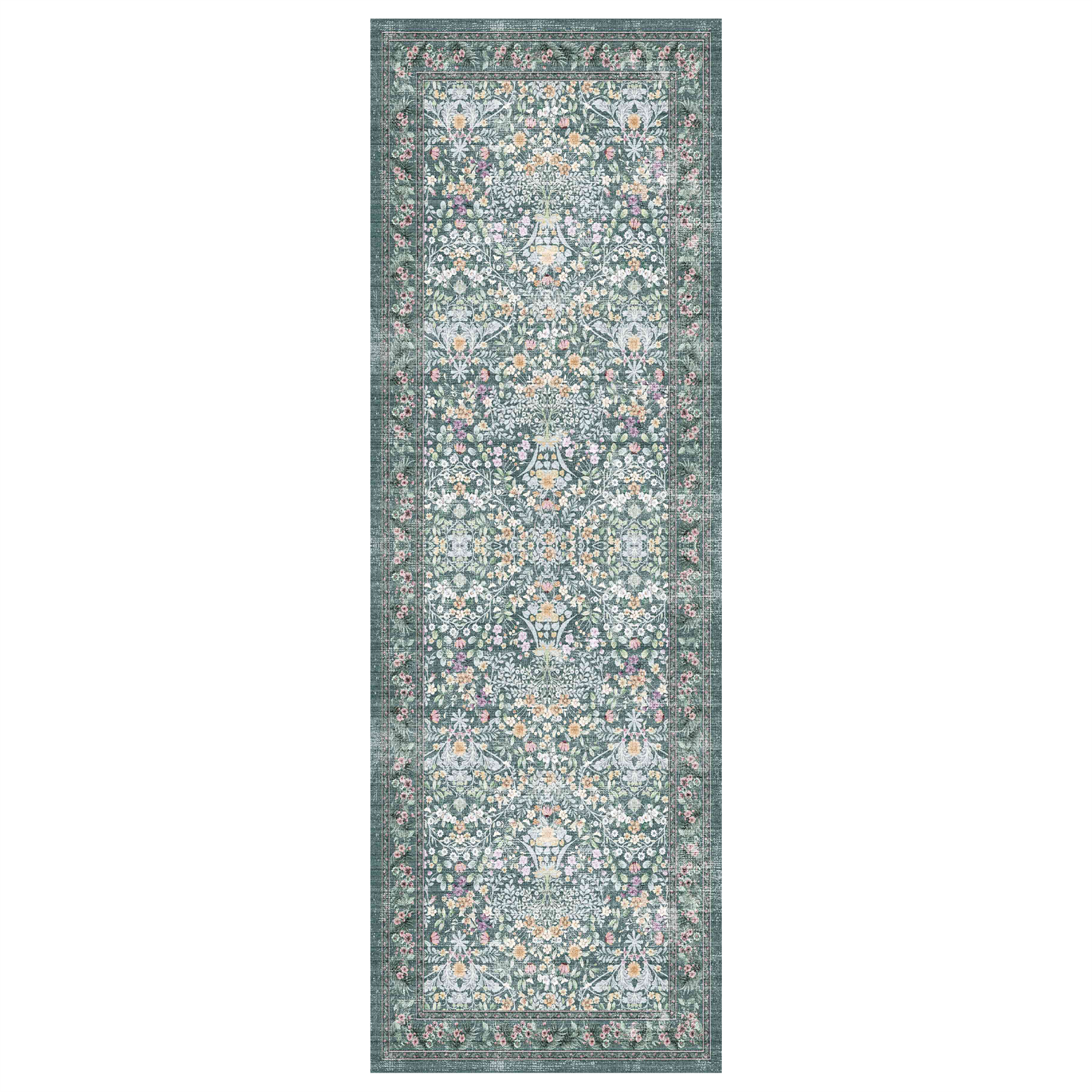 Zafira - Floral Washable Small Runner Rug - 60x180cm