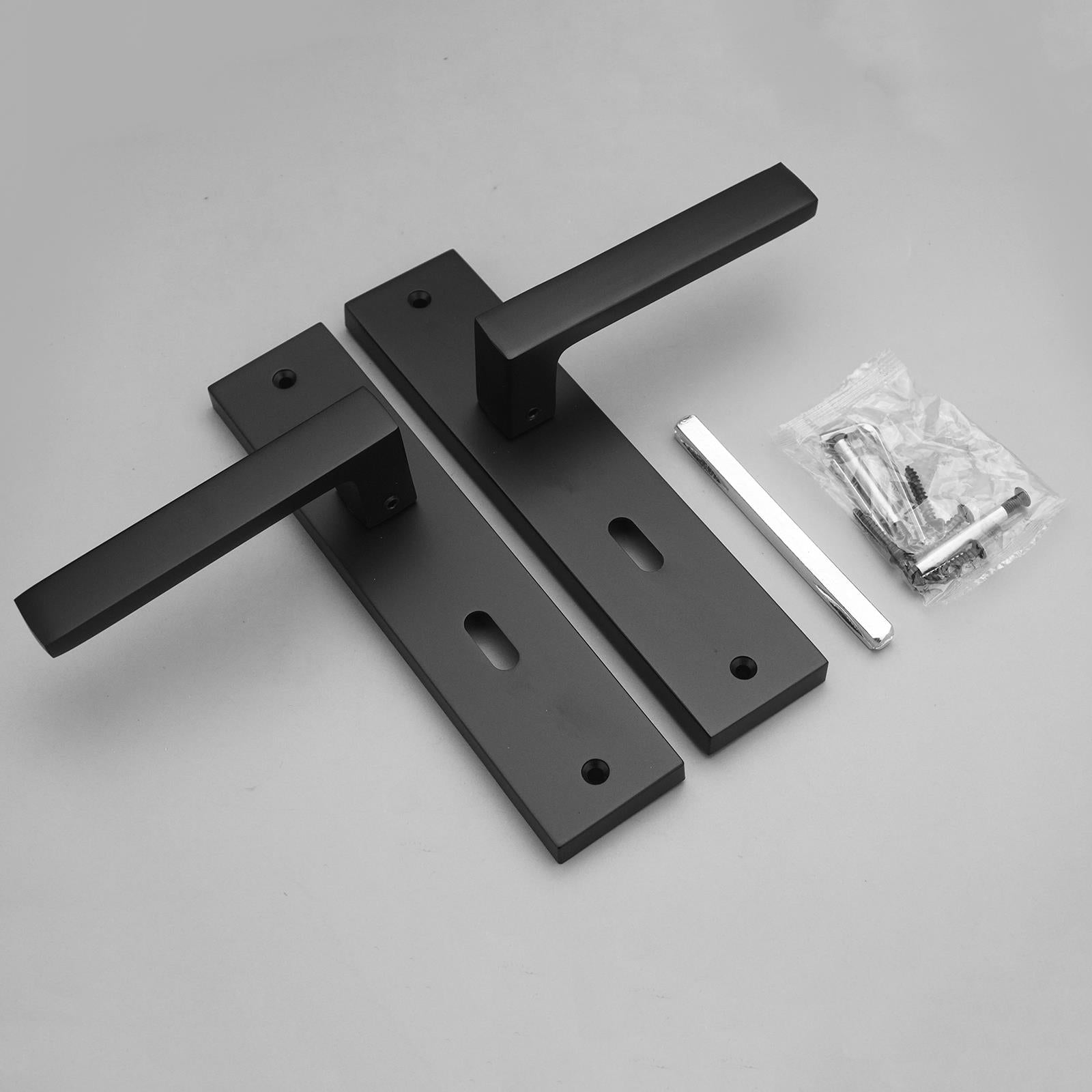 Lumina Door Handle on Backplate - Key Hole - Matt Black