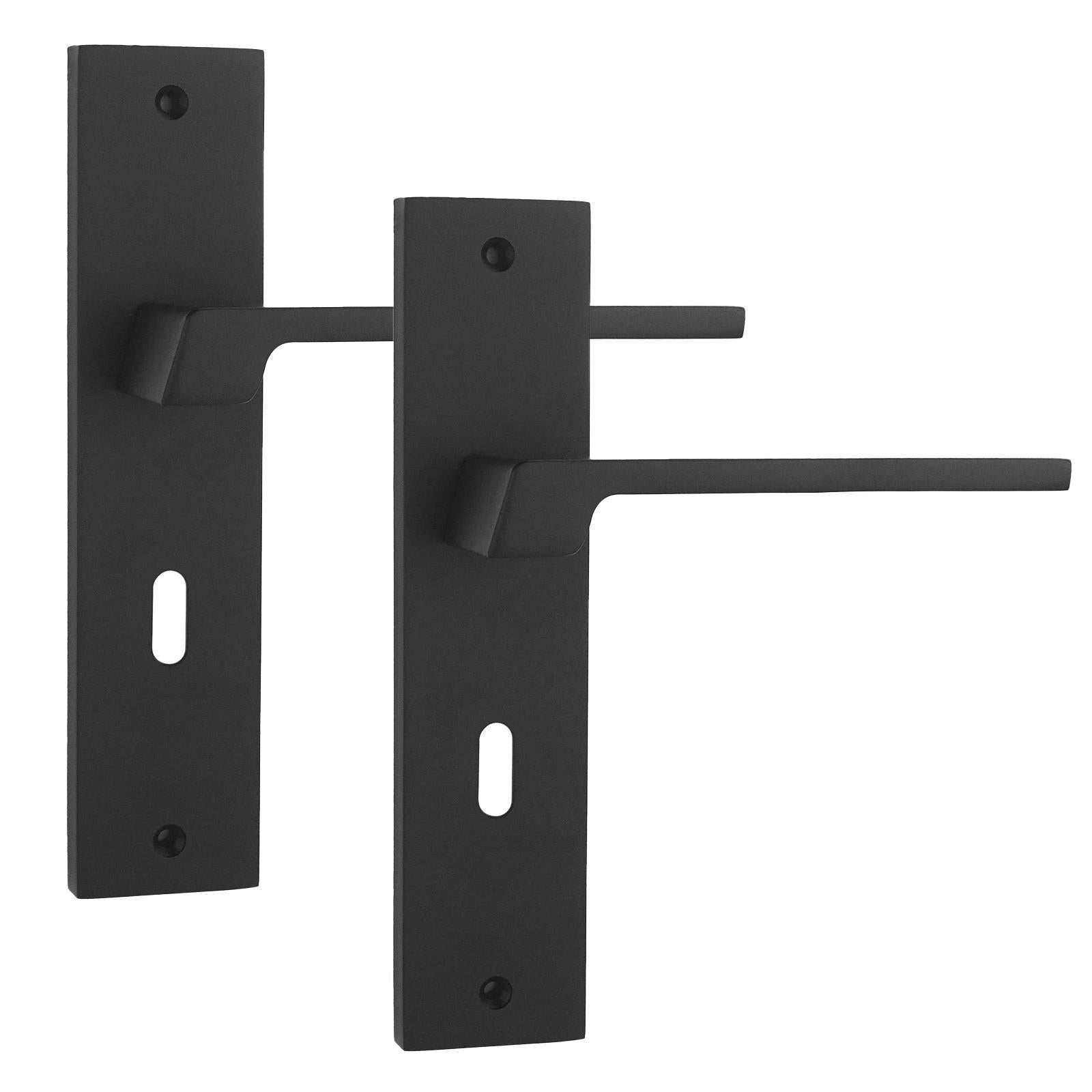 Spectra Door Handle on Backplate - Key Hole - Matt Black
