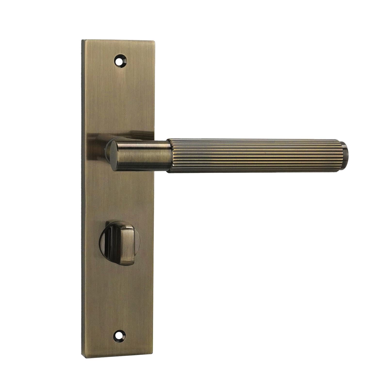 Hera Door Handle on Backplate - WC - Antique Brass