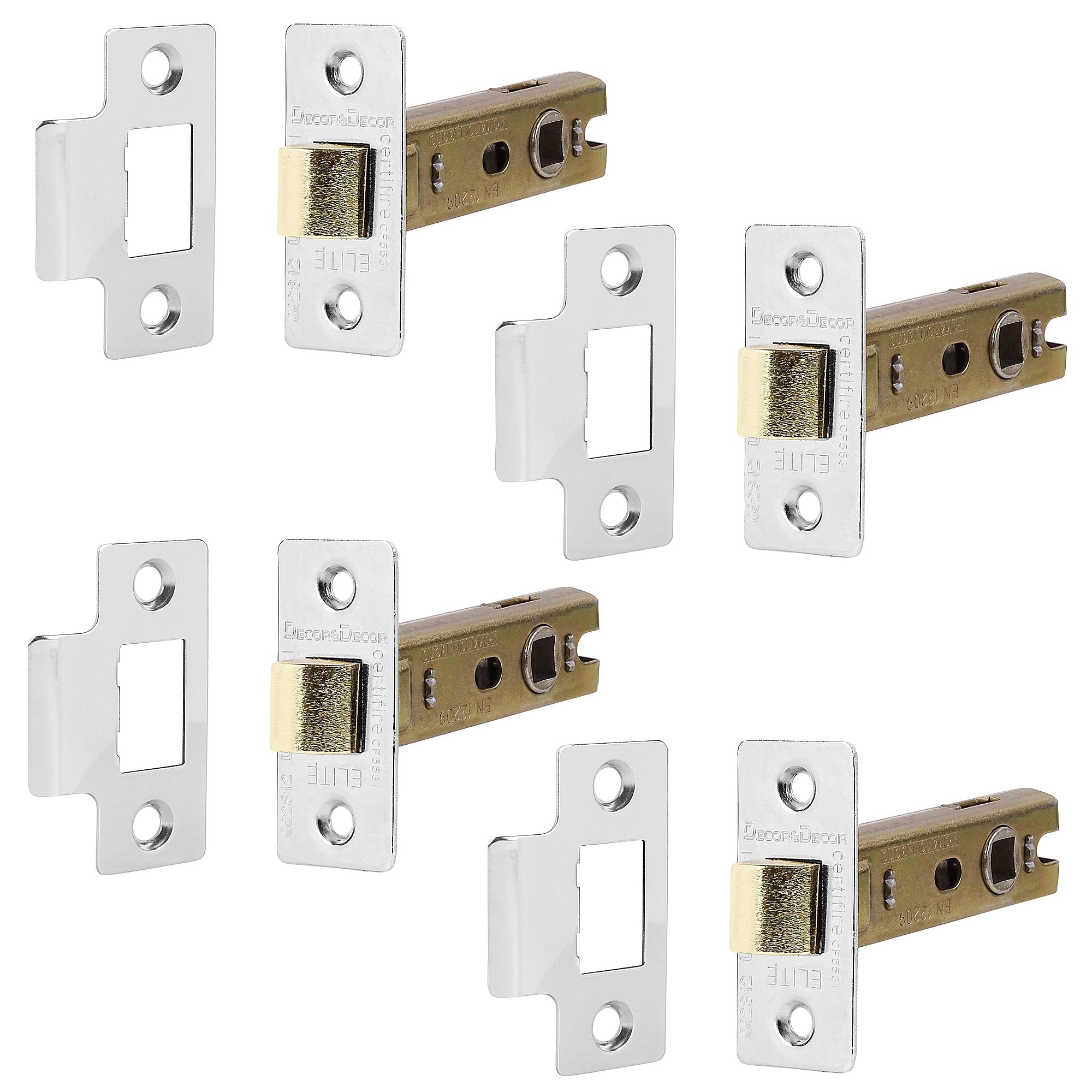 Fire Rated Tubular Mortice Latch - 64mm - Polished Chrome - 4 Pack - Decor And Decor
