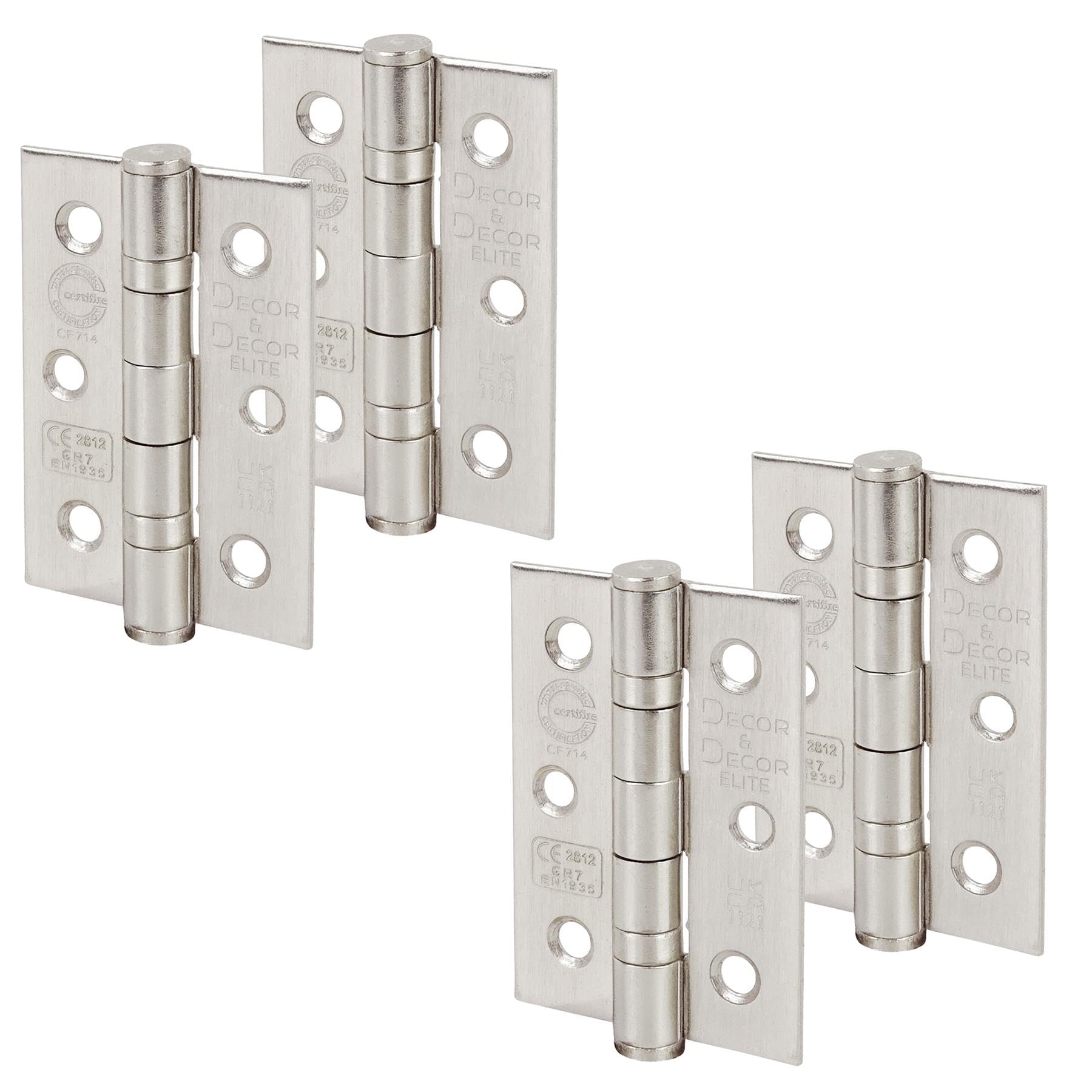 Ball Bearing Fire Rated Door Hinges - 76mm - Satin Nickel - 2 Pairs - Decor And Decor