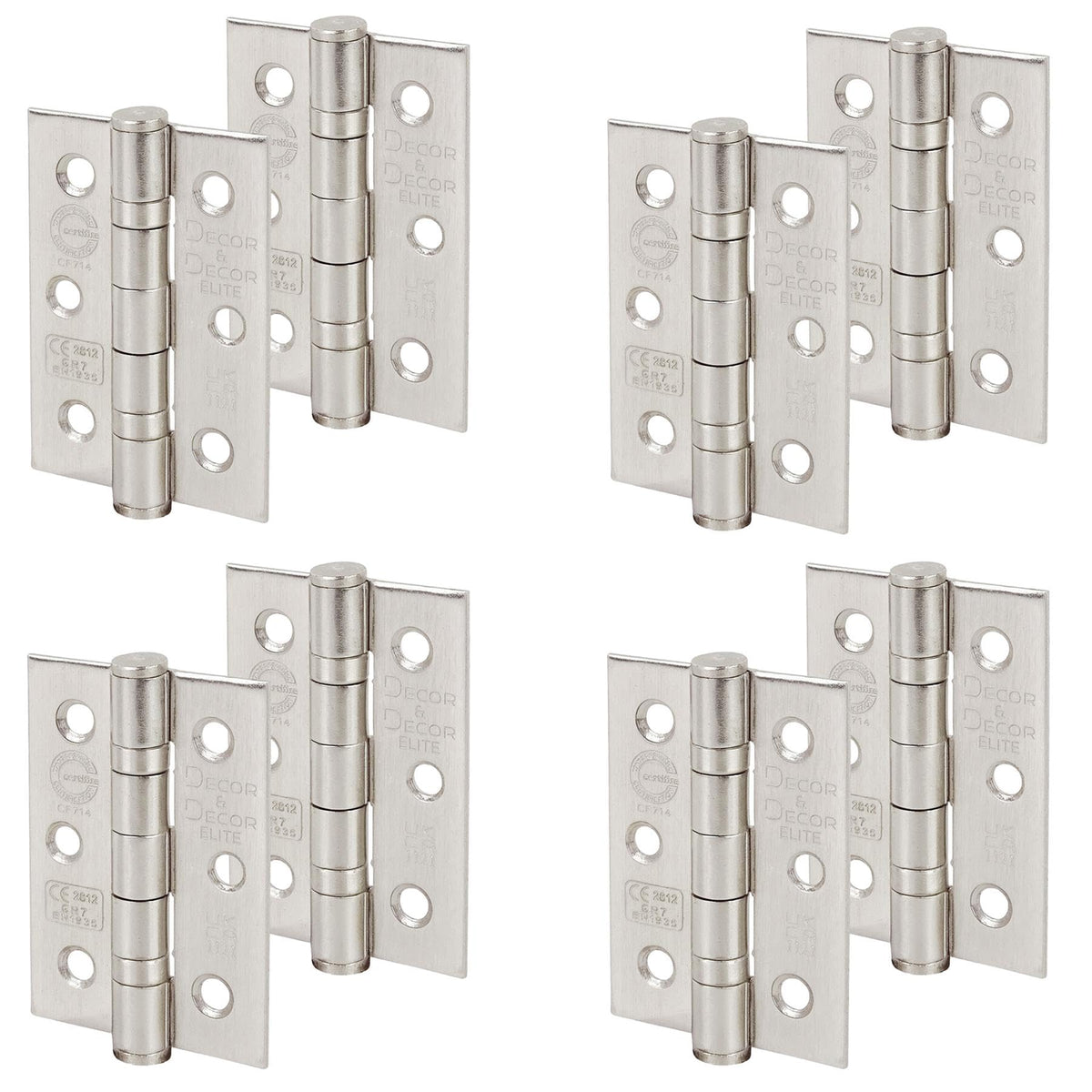 Ball Bearing Fire Rated Door Hinges - 3inch / 76mm - Satin Nickel - 4 Pairs