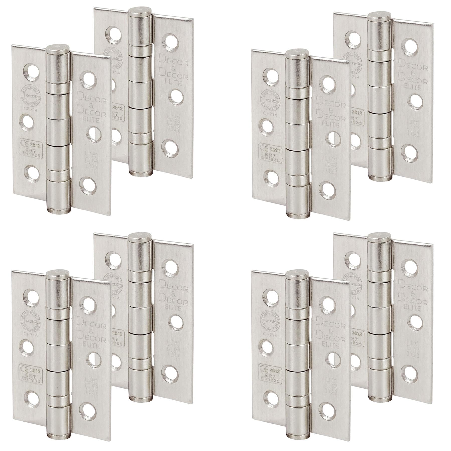 Ball Bearing Fire Rated Door Hinges - 3inch / 76mm - Satin Nickel - 4 Pairs - Decor And Decor