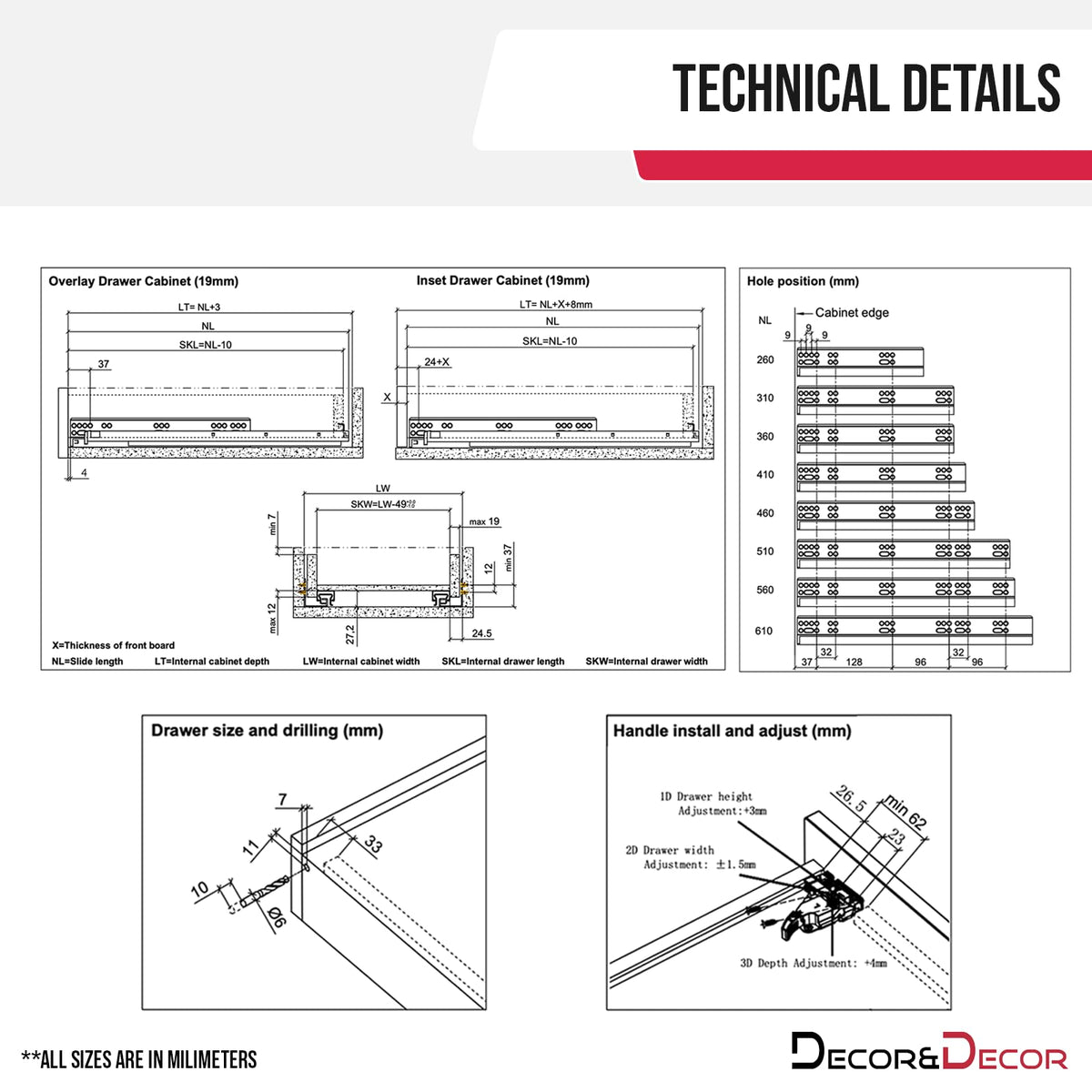 Push to Open and Soft Close - Undermount Drawer Runners - Full Extension - 35 kg Capacity - 500mm Length – view 4